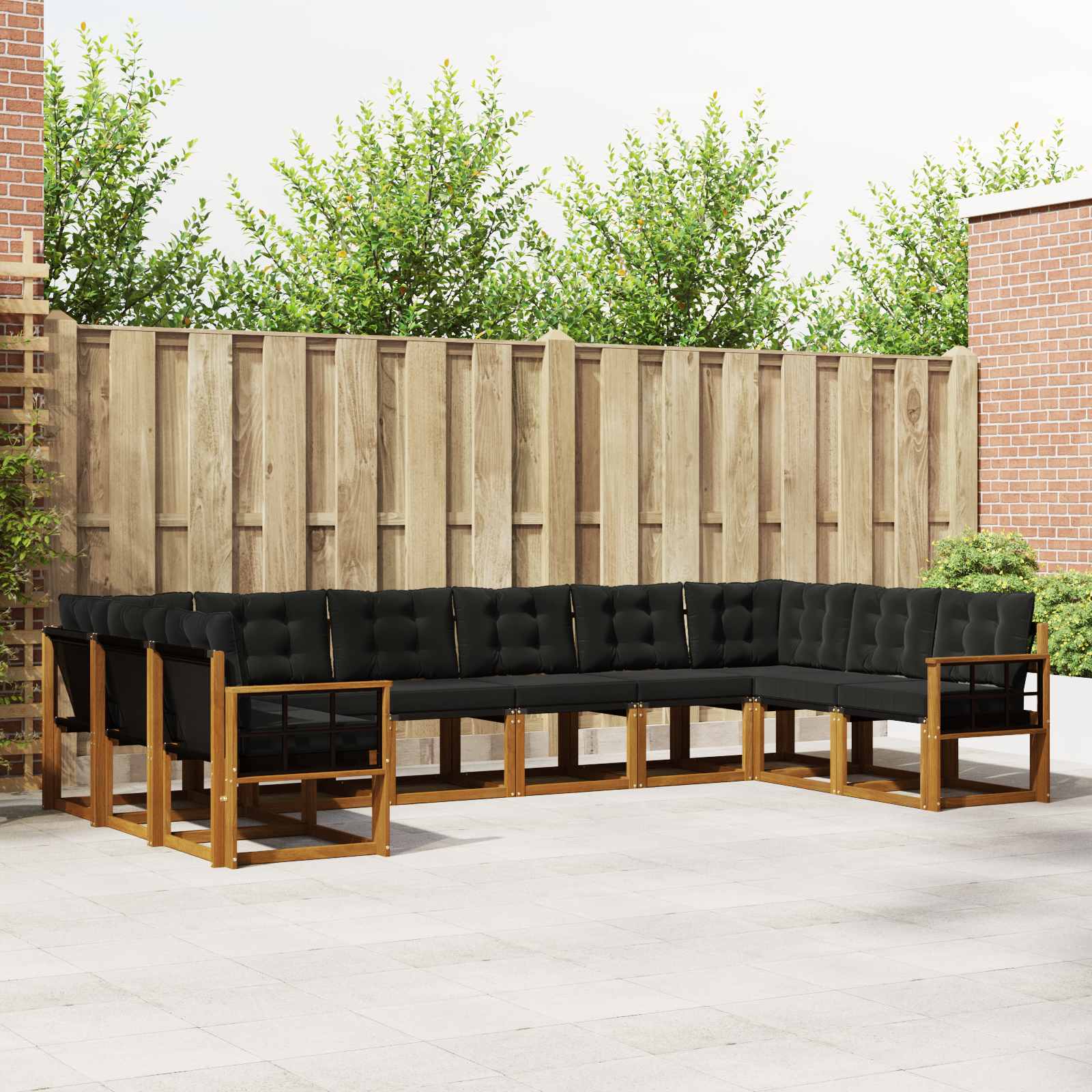 Set vanjskih sofa s jastukom 10 pcs Prirodna i crna