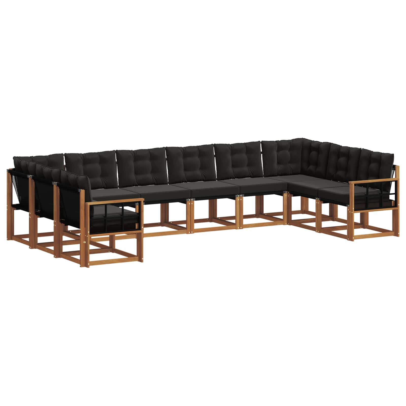 Set vanjskih sofa s jastukom 10 pcs Prirodna i crna