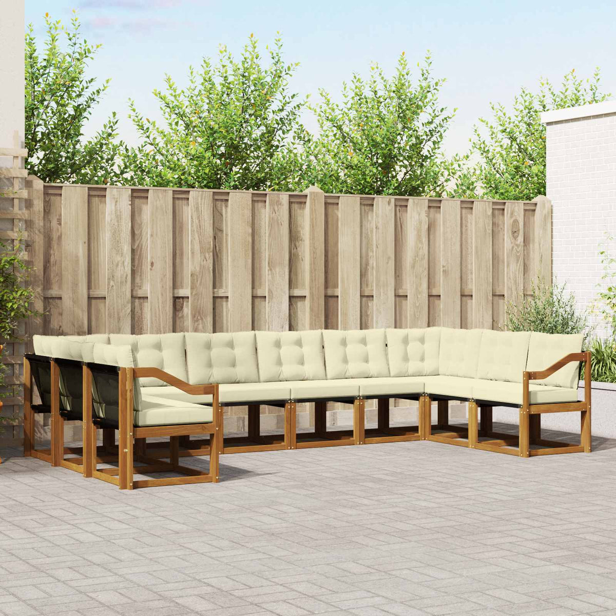 Set vanjskih sofa 10 kom. Prirodna i krem