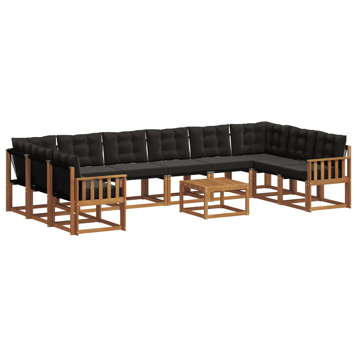 Set vanjskih sofa s jastukom 11 pcs Prirodna i crna