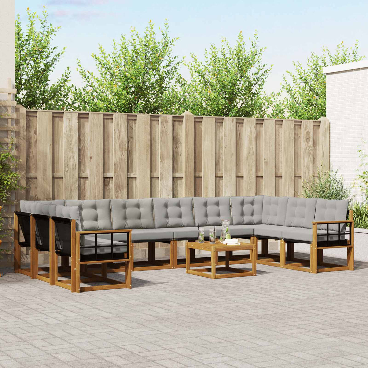 Set vanjskih sofa 11 kom. Prirodna i svijetlo siva