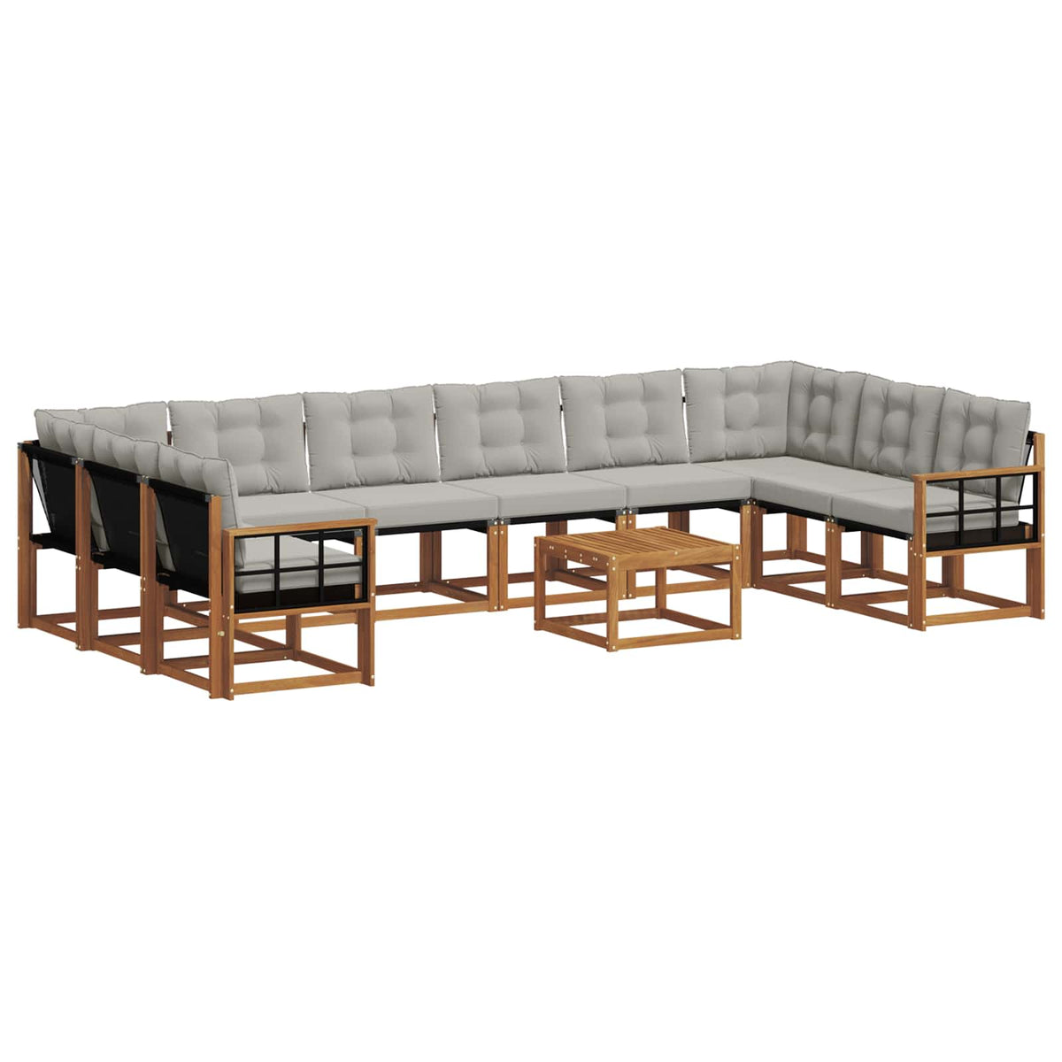Set vanjskih sofa 11 kom. Prirodna i svijetlo siva