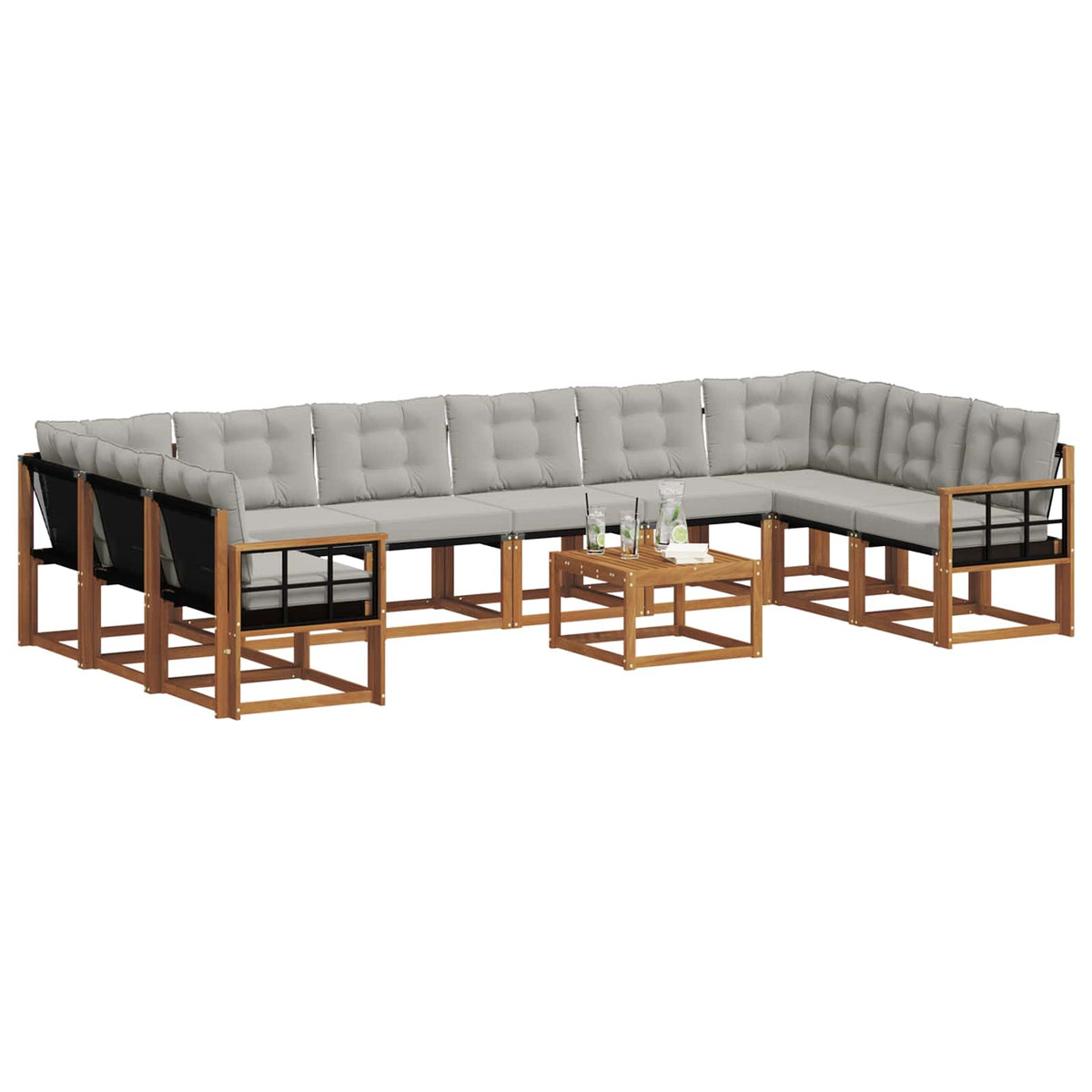 Set vanjskih sofa 11 kom. Prirodna i svijetlo siva