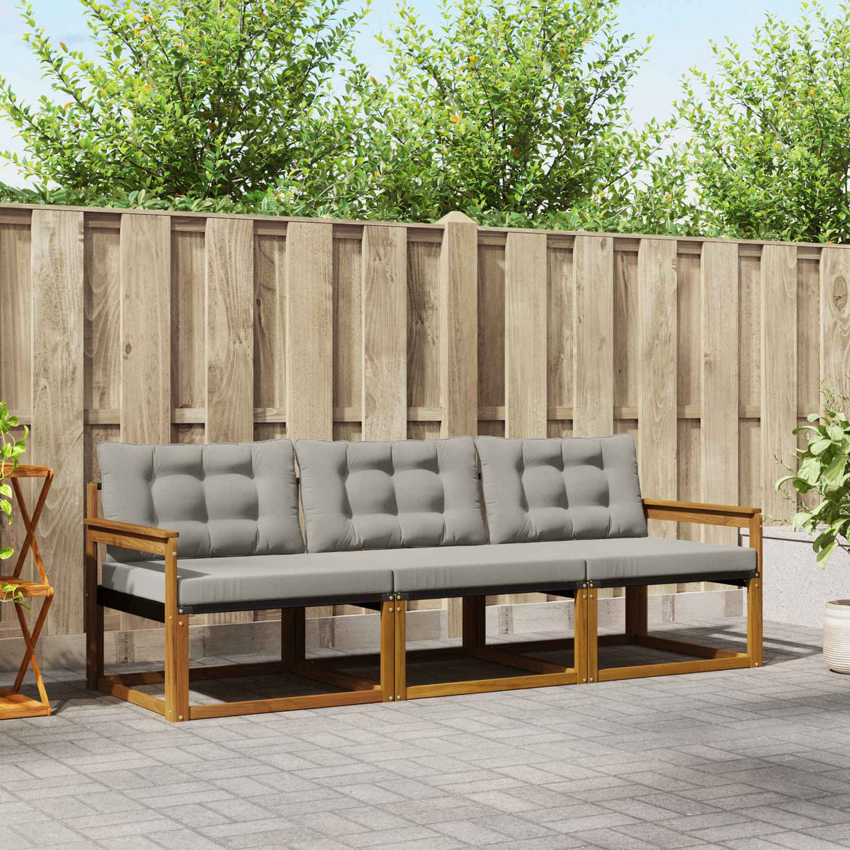Set vanjskih sofa 3 kom. Prirodna i svijetlo siva