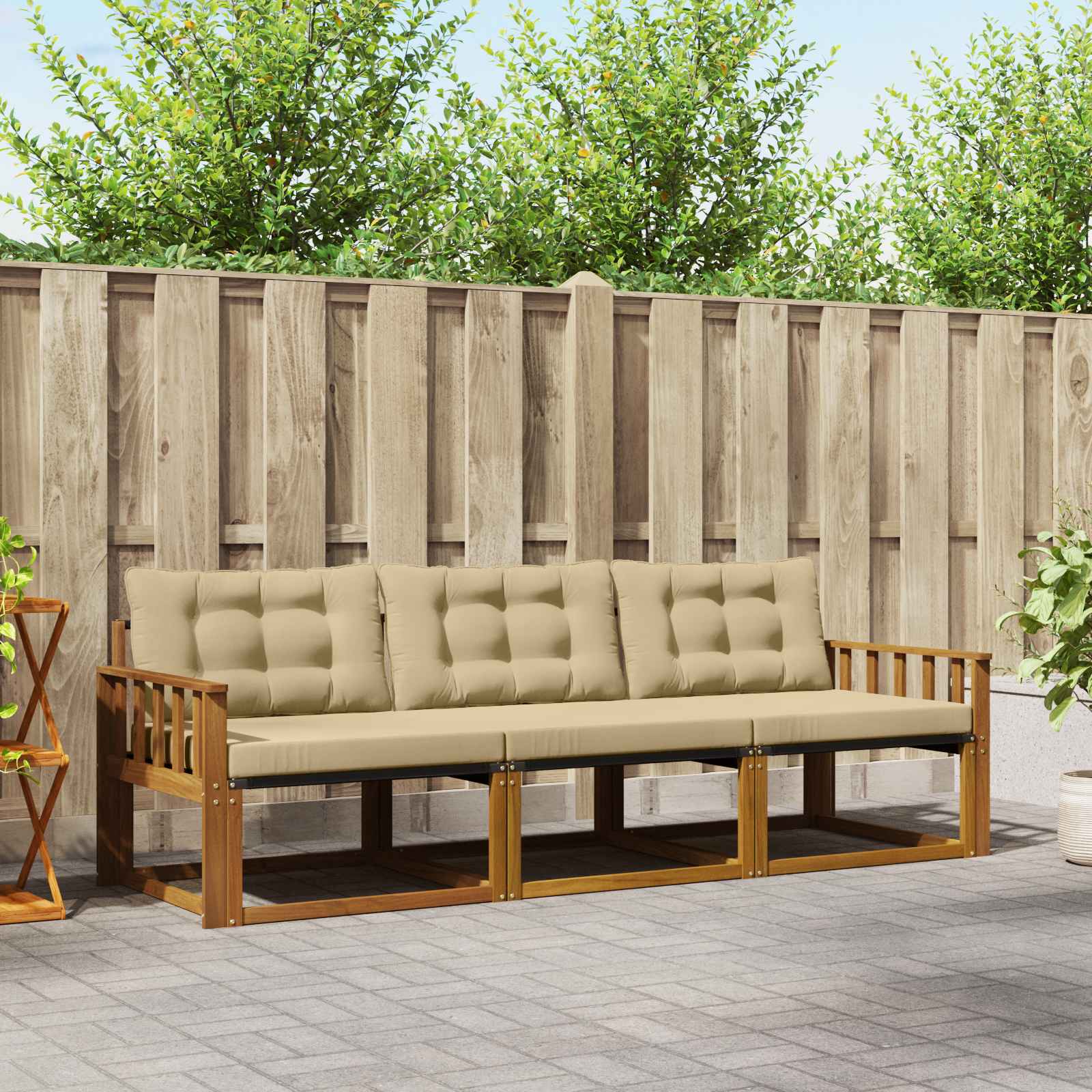 Set vanjskih sofa s jastukom 3 pcs Prirodna i bež