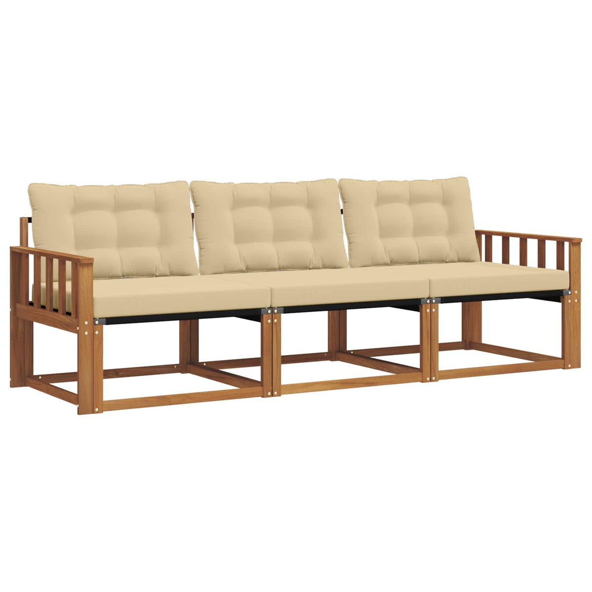 Set vanjskih sofa s jastukom 3 pcs Prirodna i bež