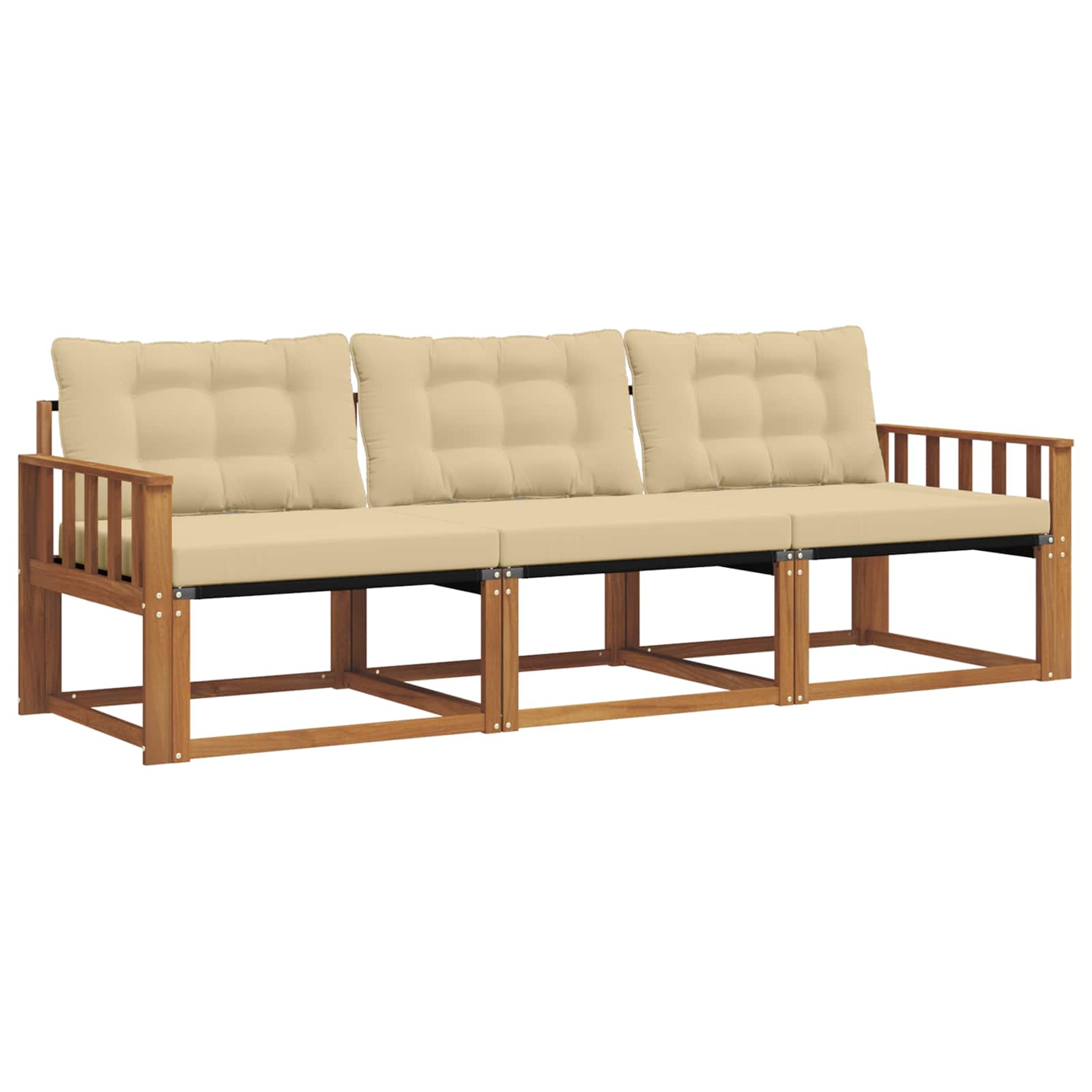 Set vanjskih sofa s jastukom 3 pcs Prirodna i bež