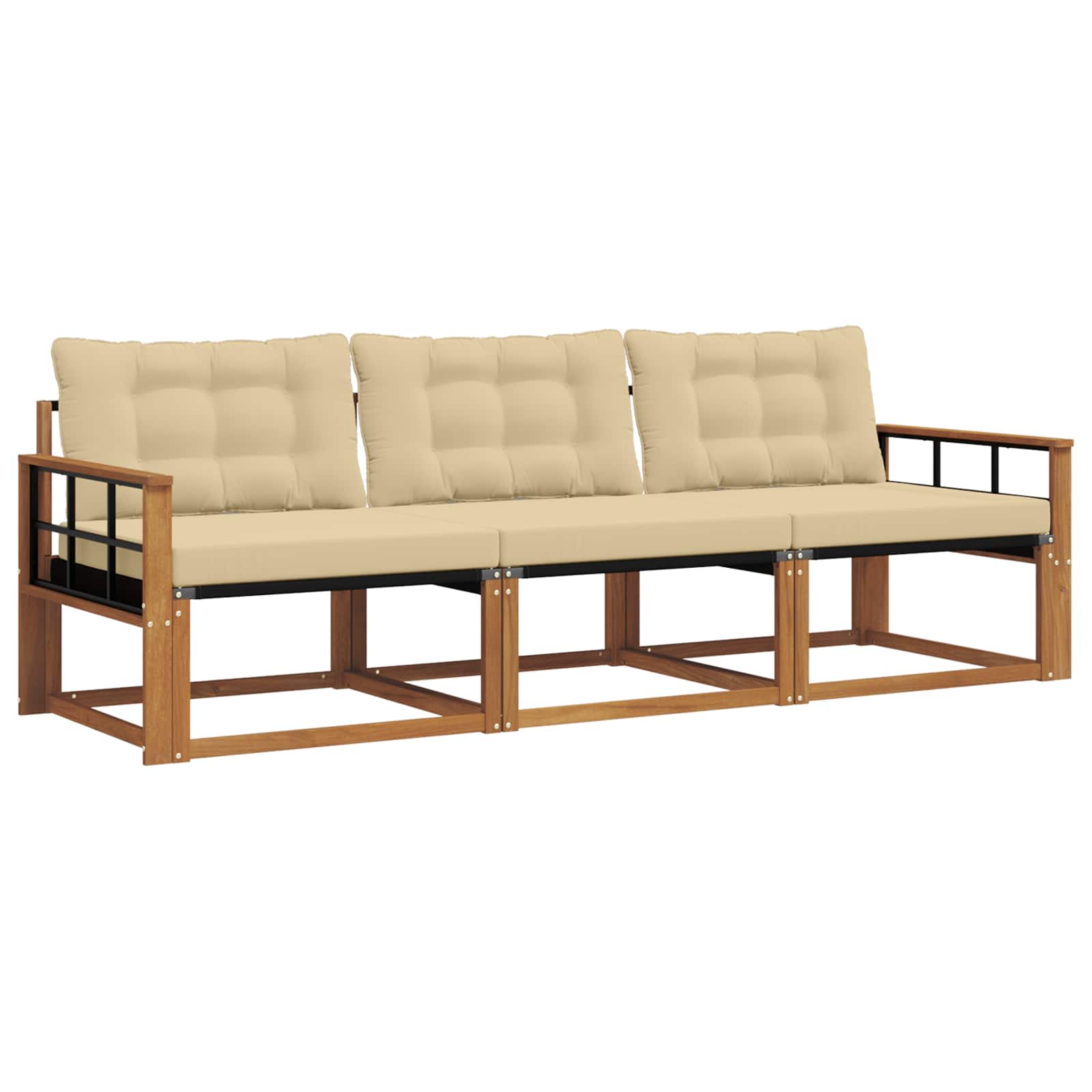 Set vanjskih sofa s jastukom 3 pcs Prirodna i bež