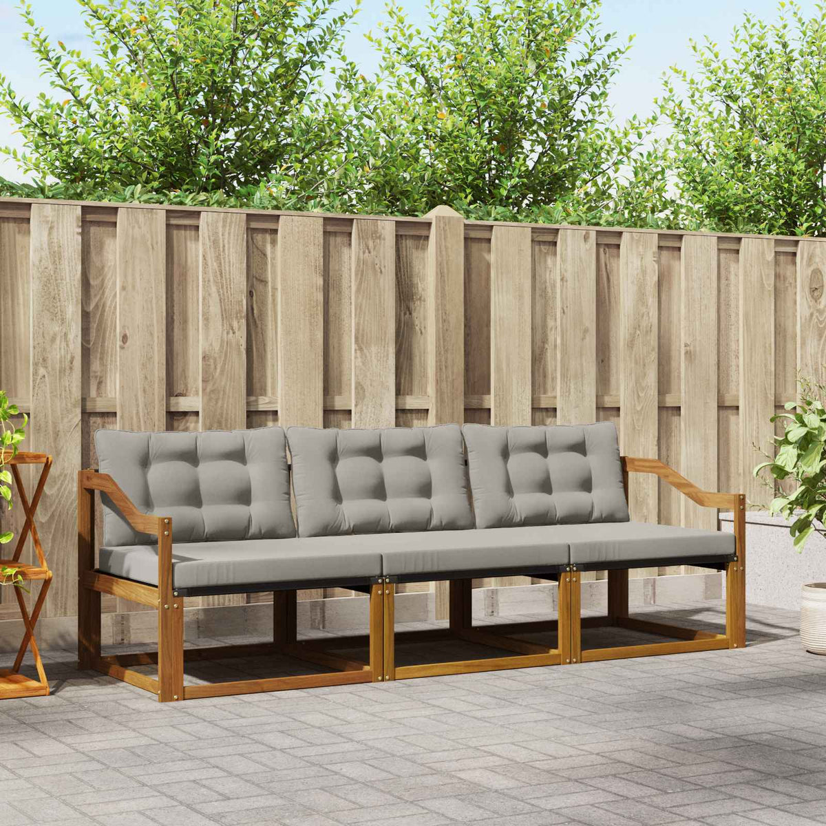 Set vanjskih sofa 3 kom. Prirodna i svijetlo siva
