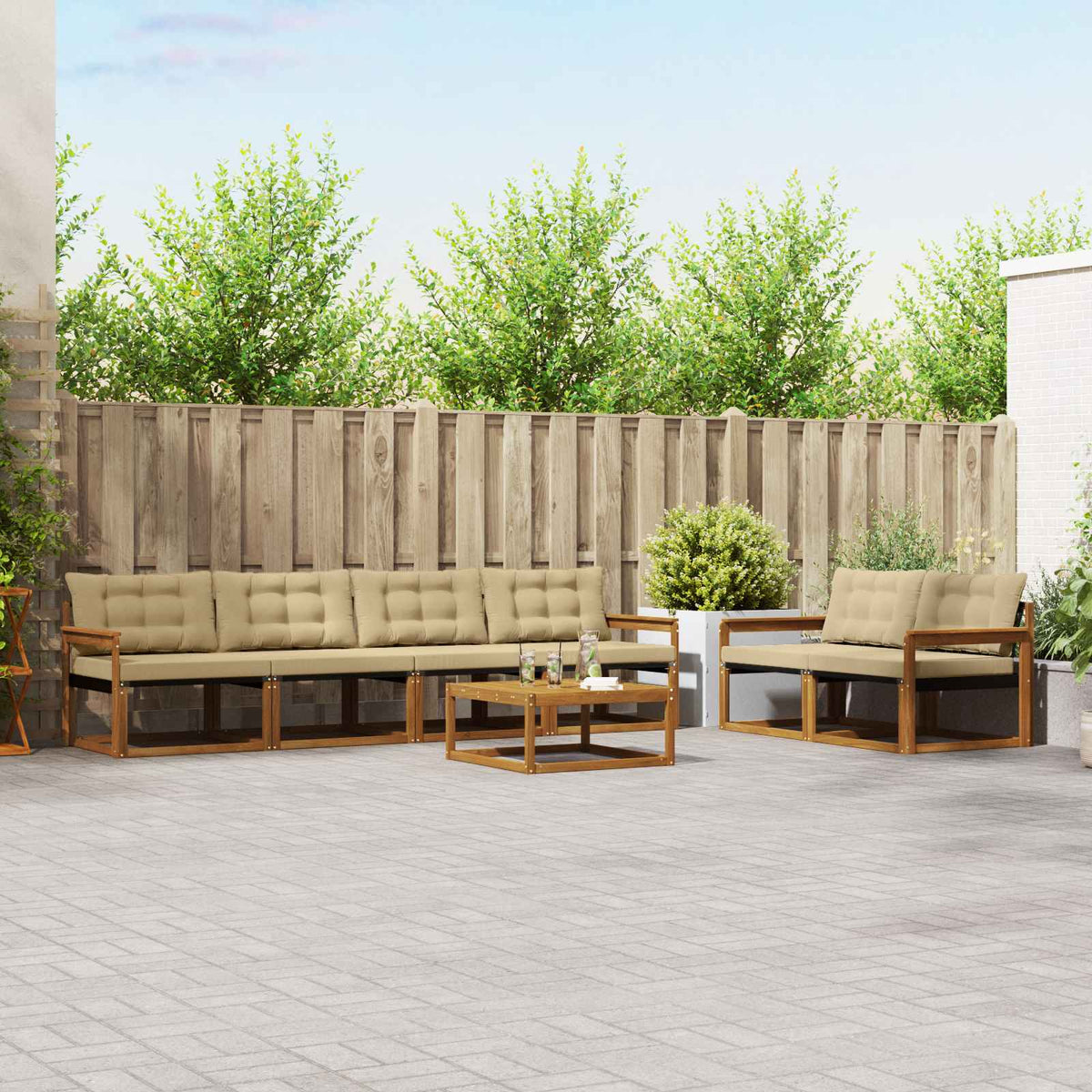 Set vanjskih sofa 7 kom. Prirodna i bež
