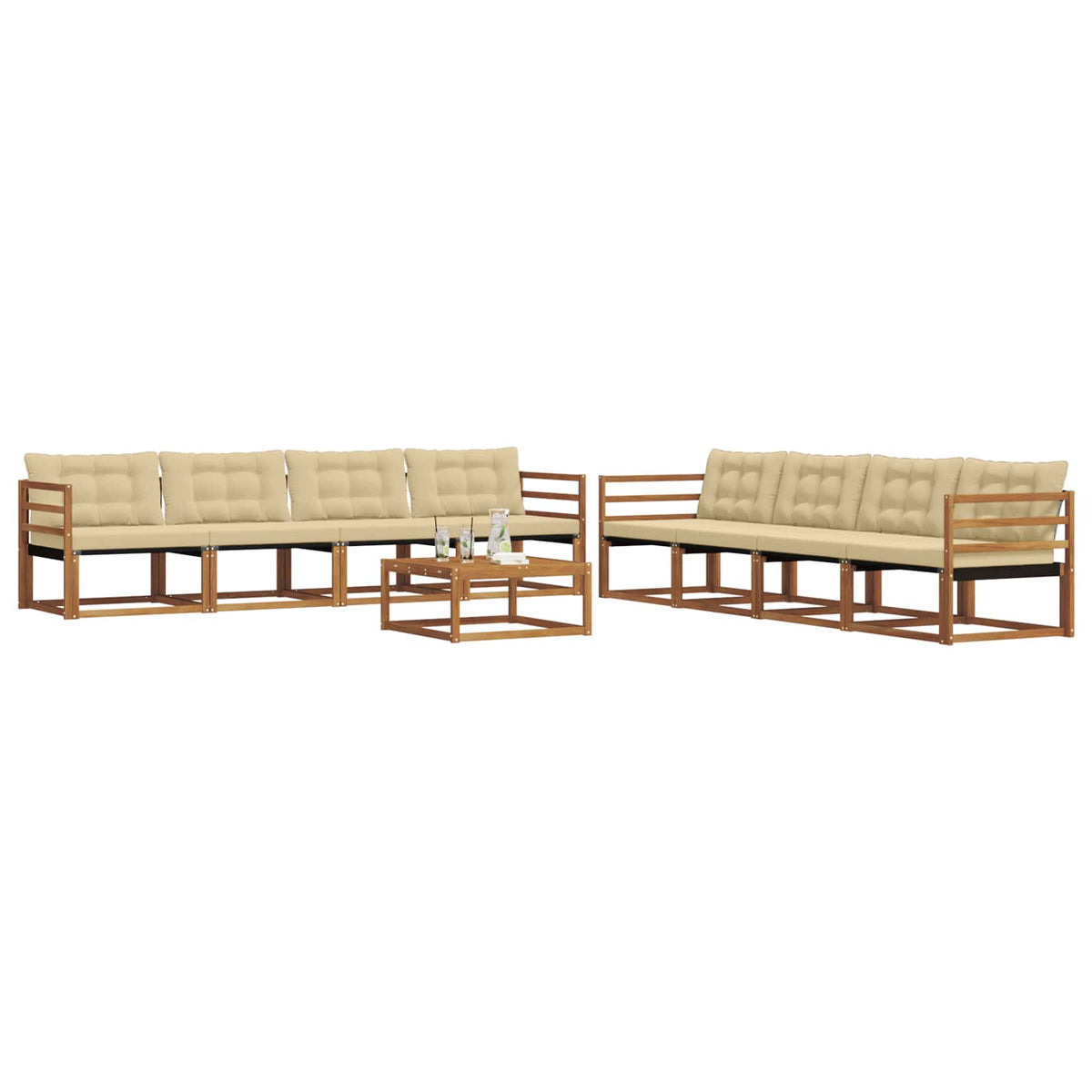 Set vanjskih sofa 9 kom. Prirodna i bež