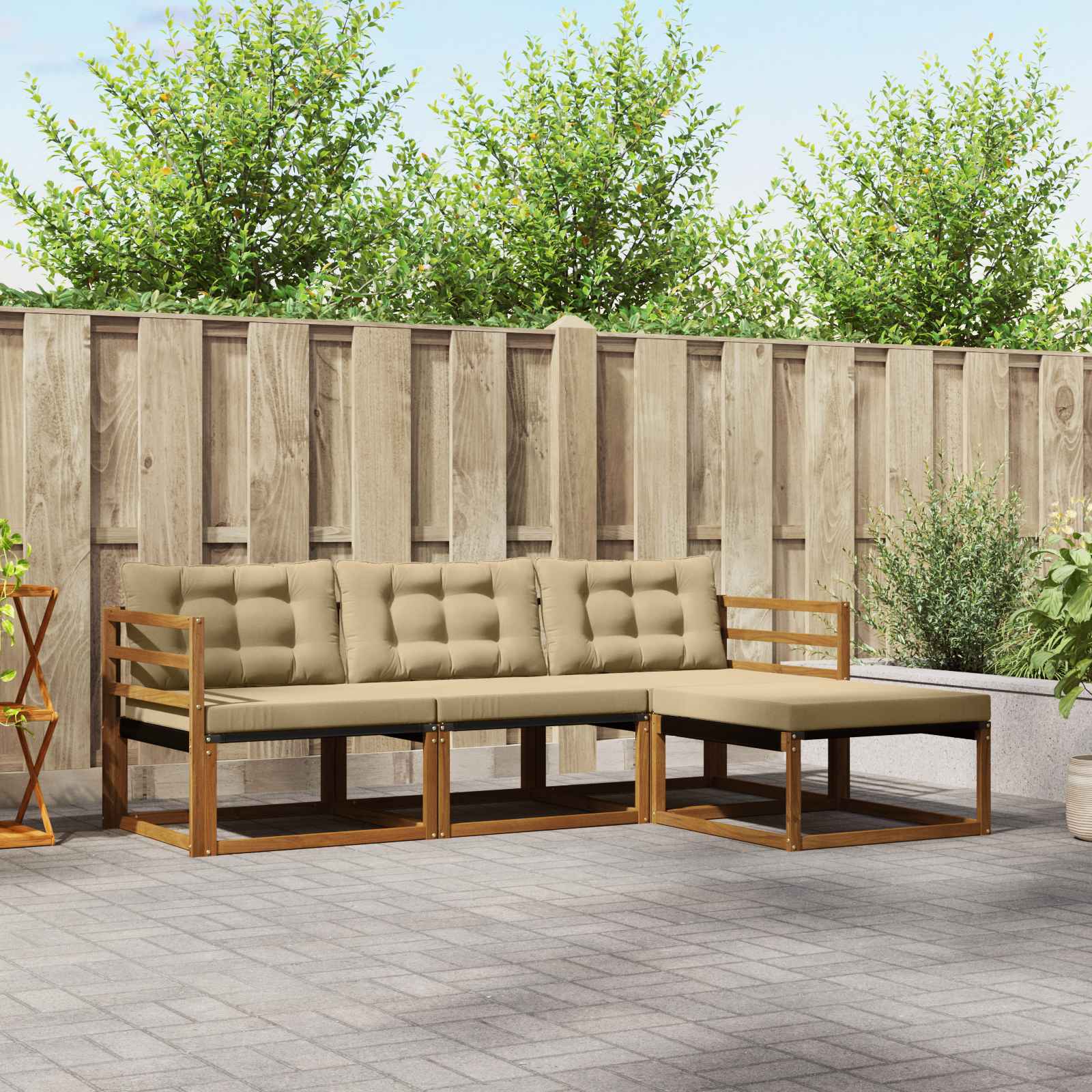 Set vanjskih sofa 4 kom. Prirodna i bež