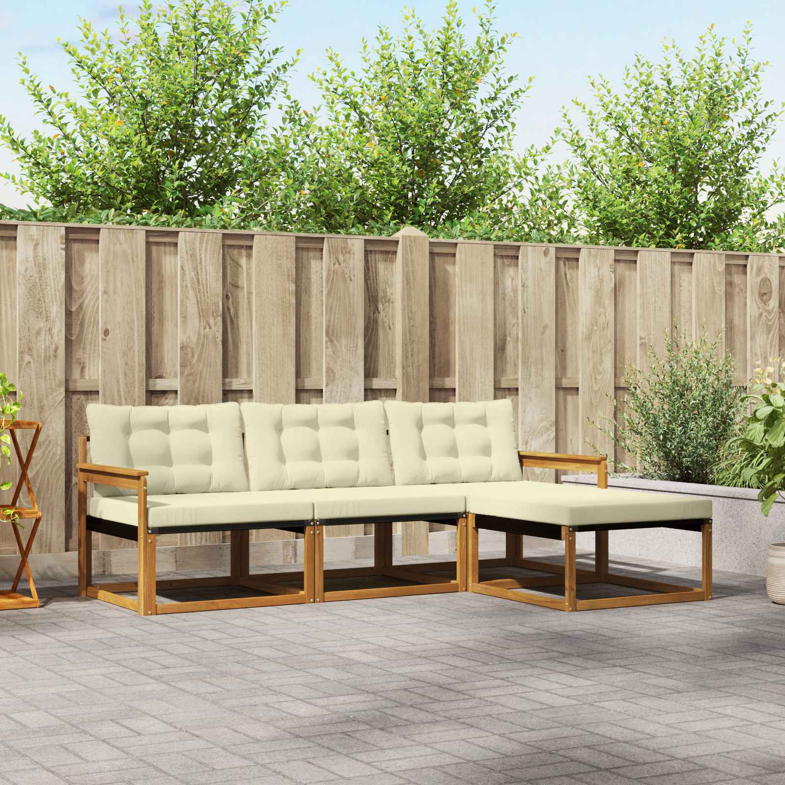 Set vanjskih sofa 4 kom. Prirodna i krem