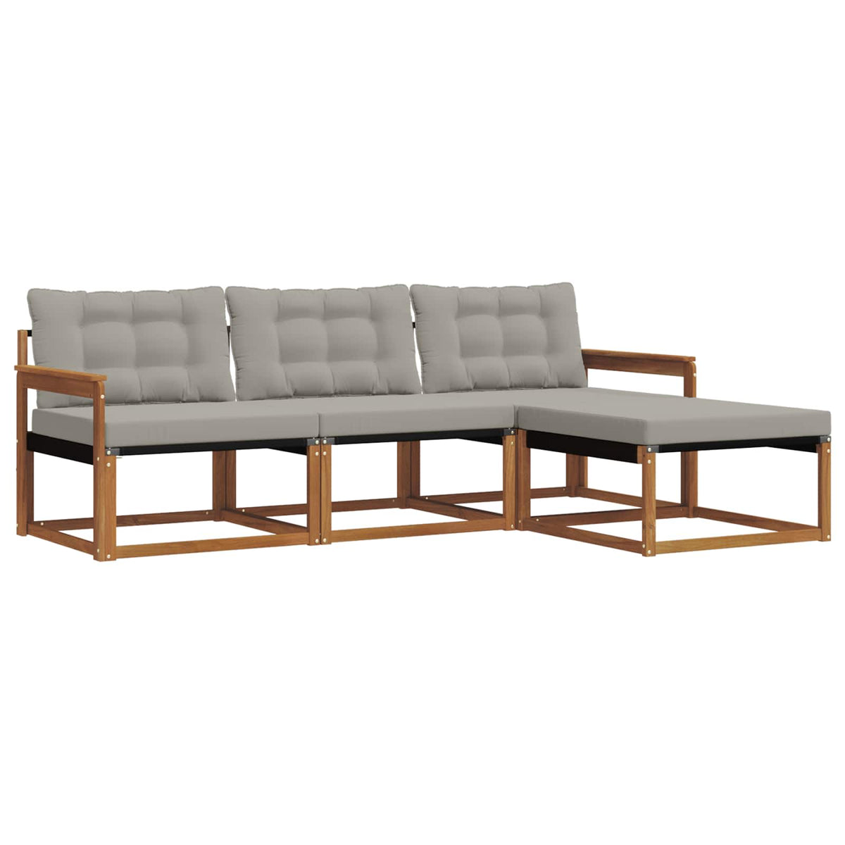Set vanjskih sofa 4 kom. Prirodna i svjetlosiva