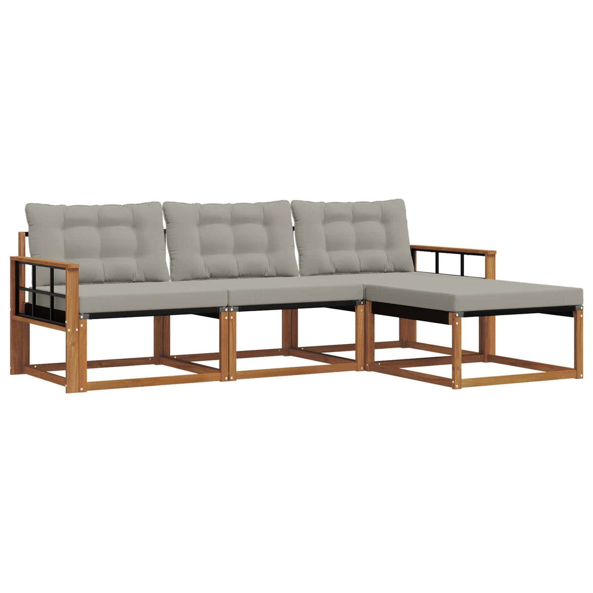 Set vanjskih sofa 4 kom. Prirodna i svjetlosiva