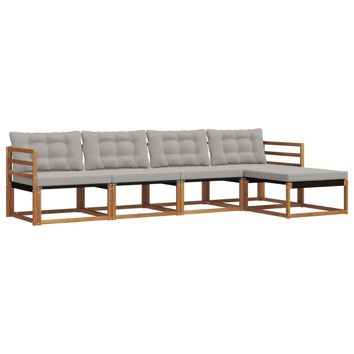 Set vanjskih sofa 5 kom. Prirodna i svijetlo siva