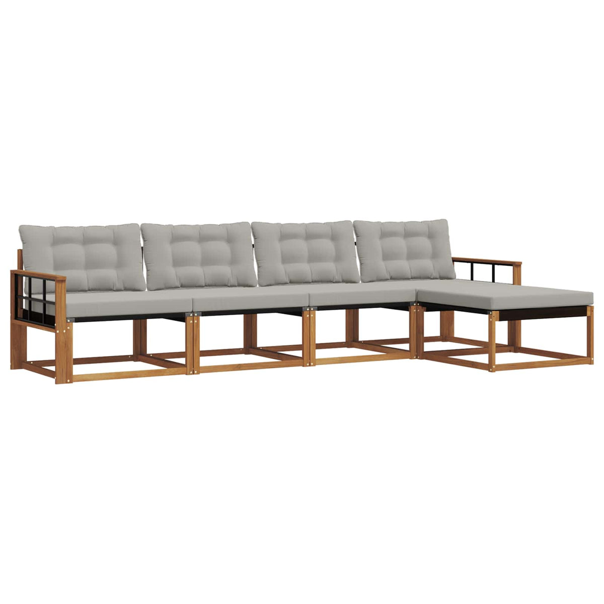 Set vanjskih sofa 5 kom. Prirodna i svijetlo siva
