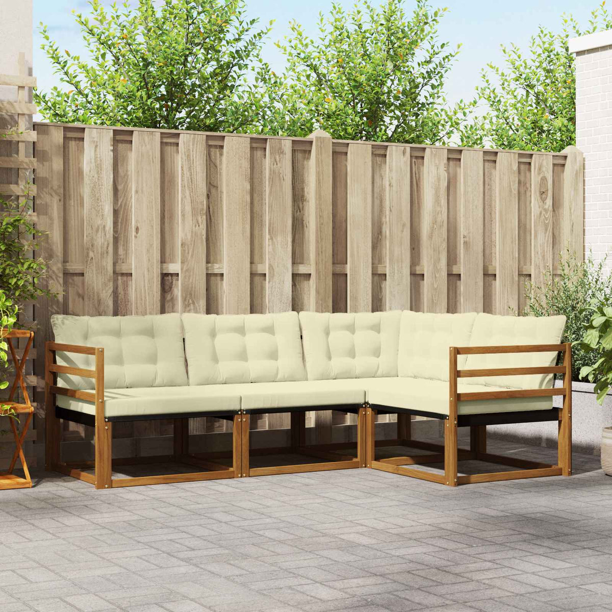Set vanjskih sofa 4 kom. Prirodna i krem