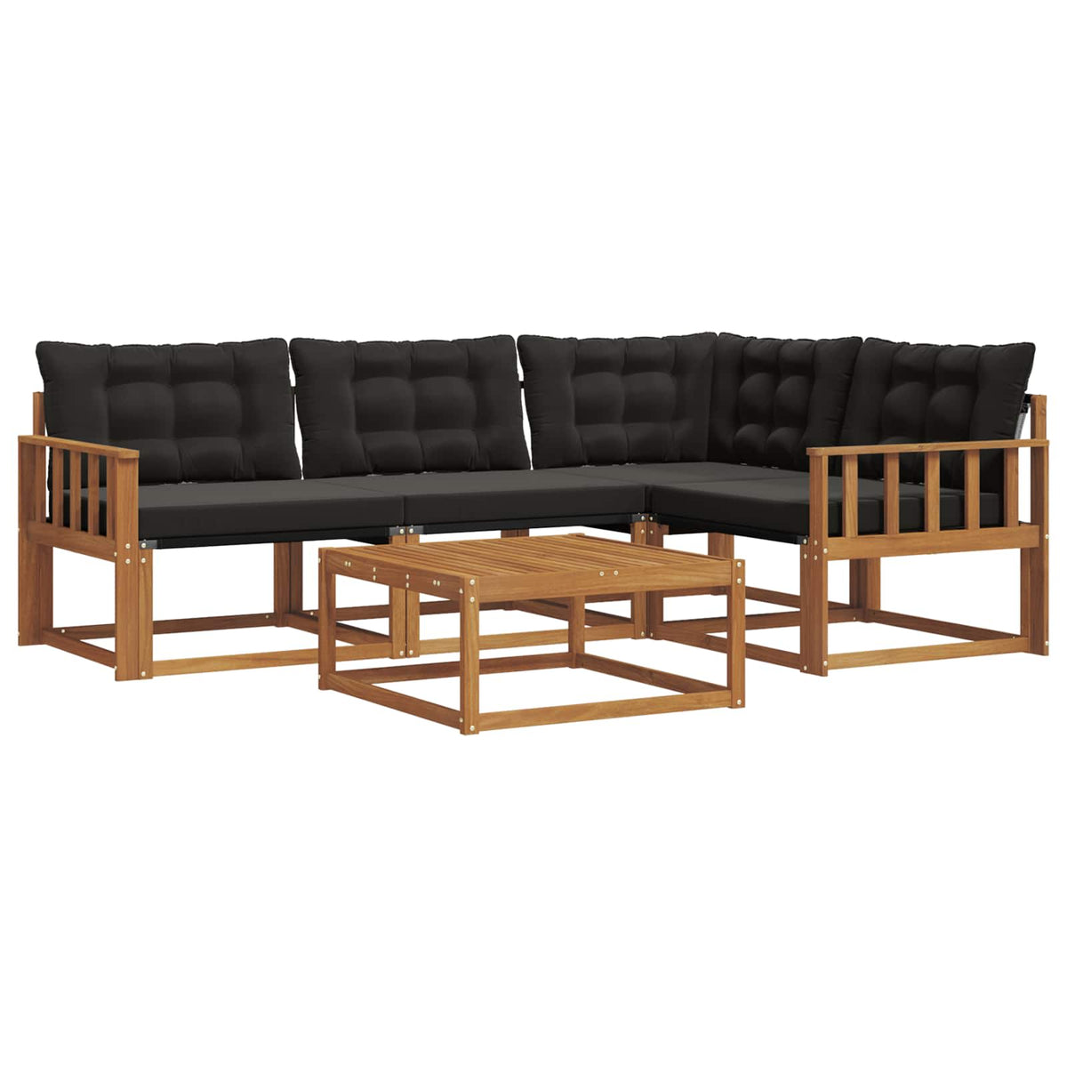 Set vanjskih sofa 5 kom. Prirodna i crna