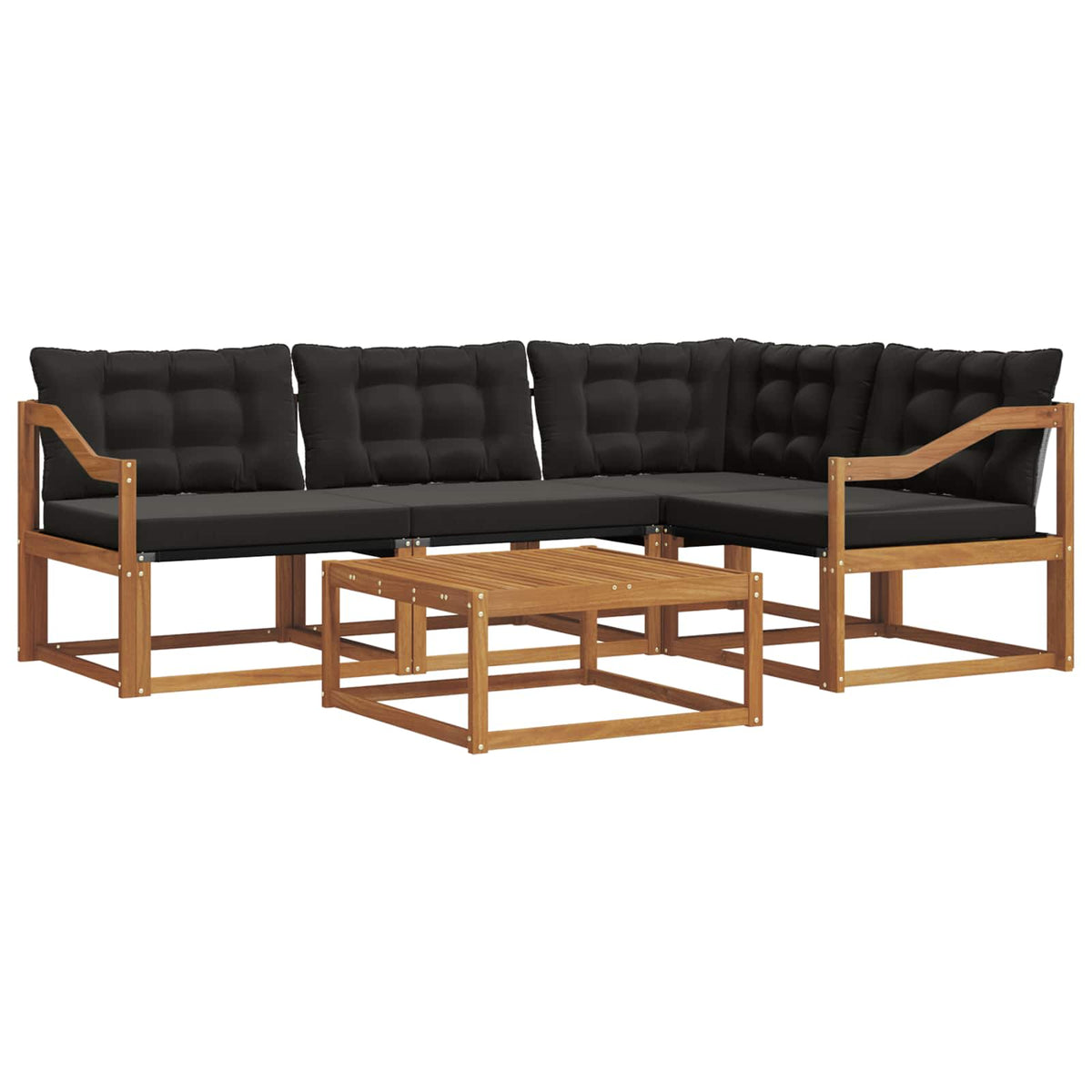 Set vanjskih sofa 5 kom. Prirodna i crna