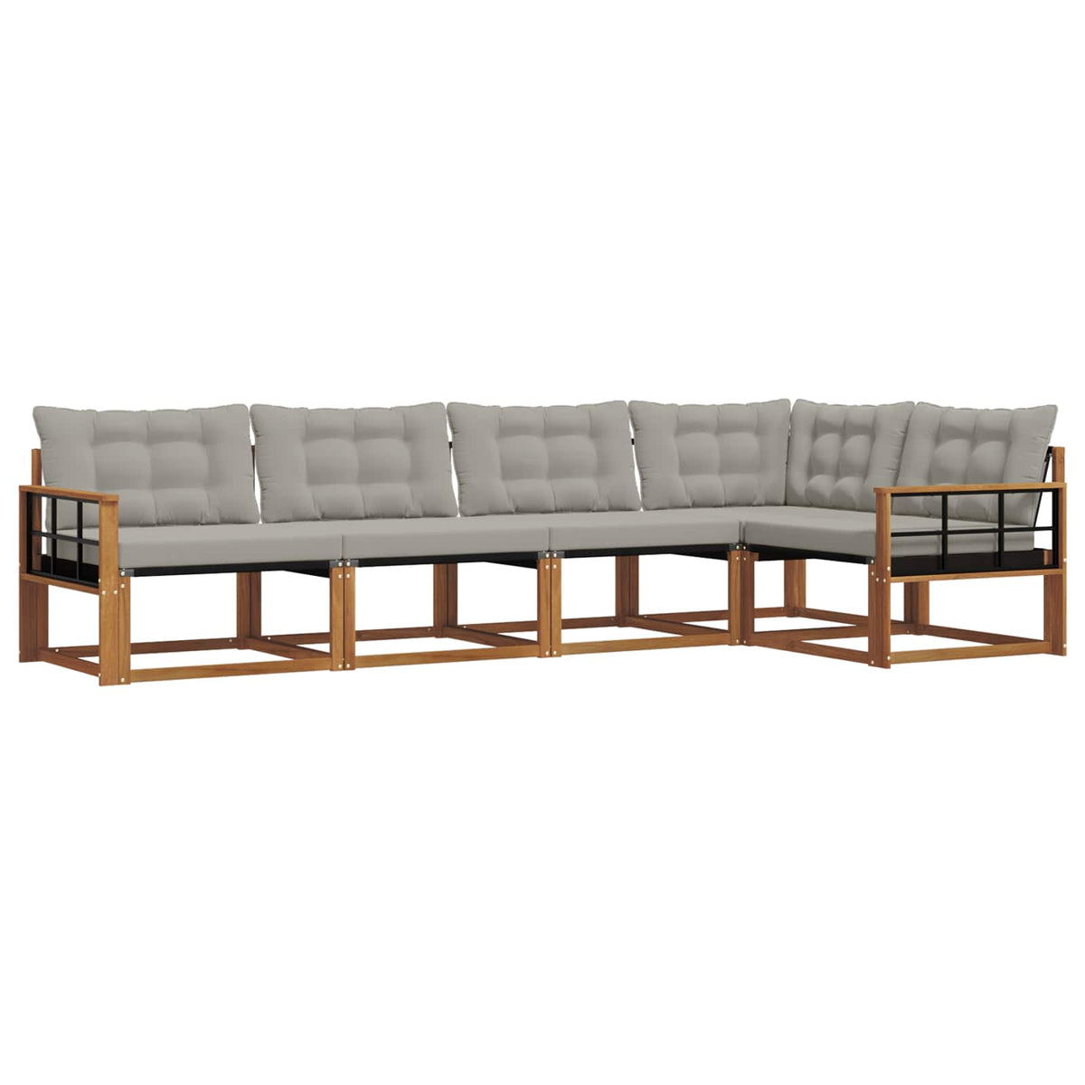 Set vanjskih sofa 5 kom. Prirodna i svijetlo siva
