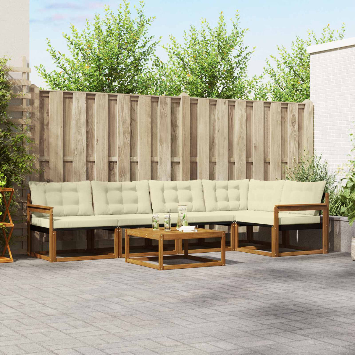 Set vanjskih sofa 6 kom. Prirodna i krem