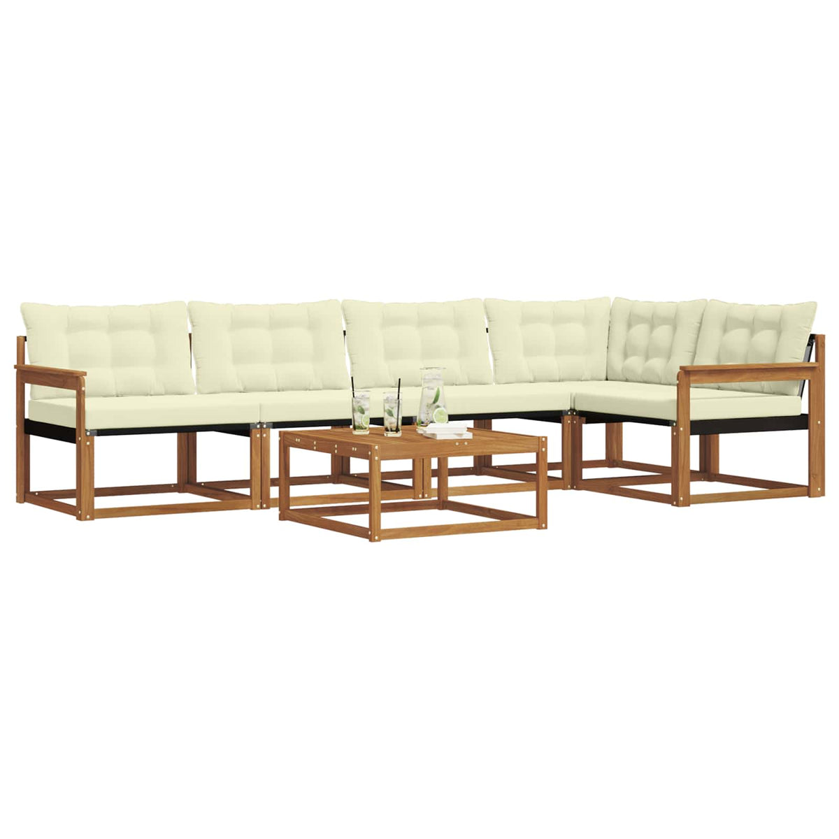 Set vanjskih sofa 6 kom. Prirodna i krem