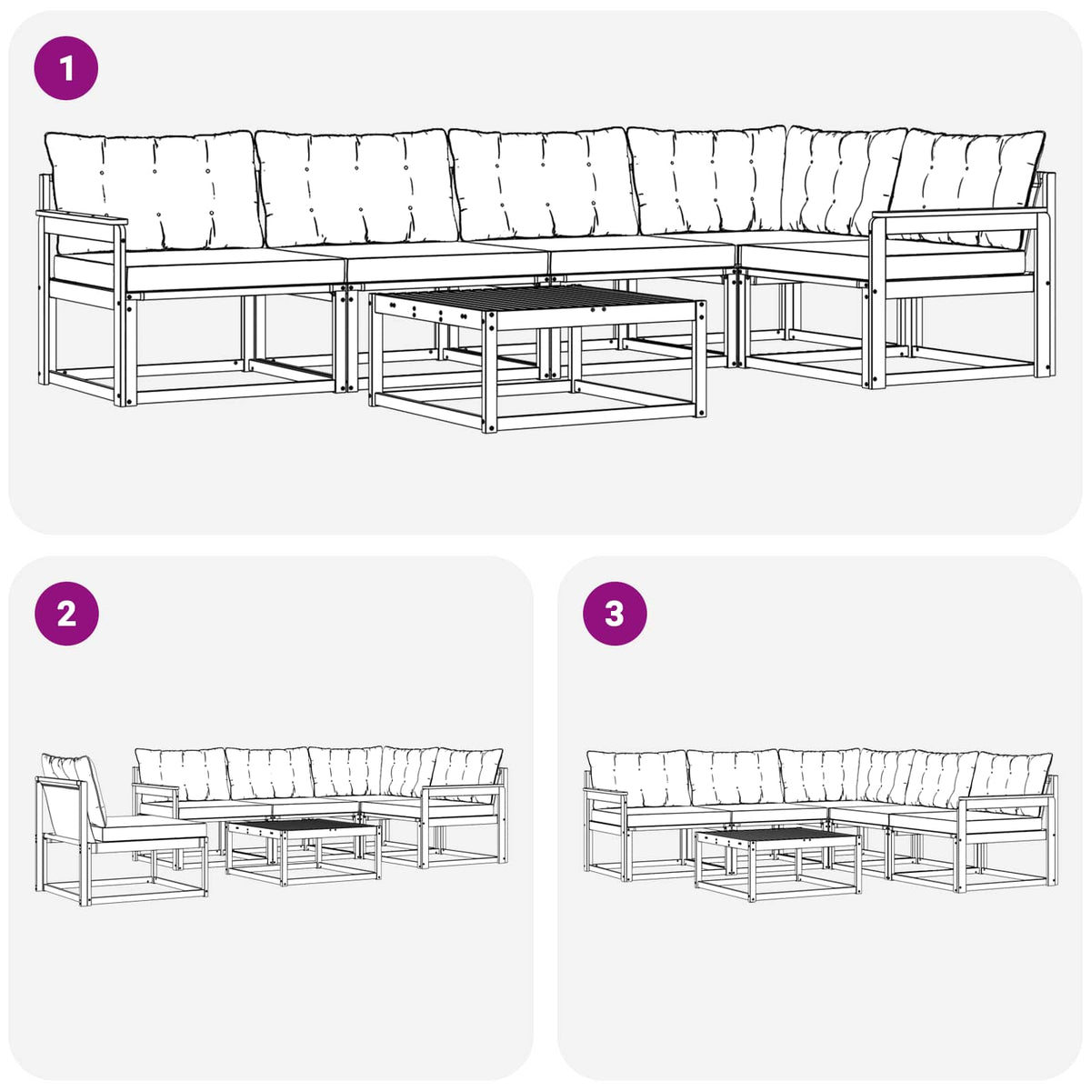 Set vanjskih sofa 6 kom. Prirodna i krem