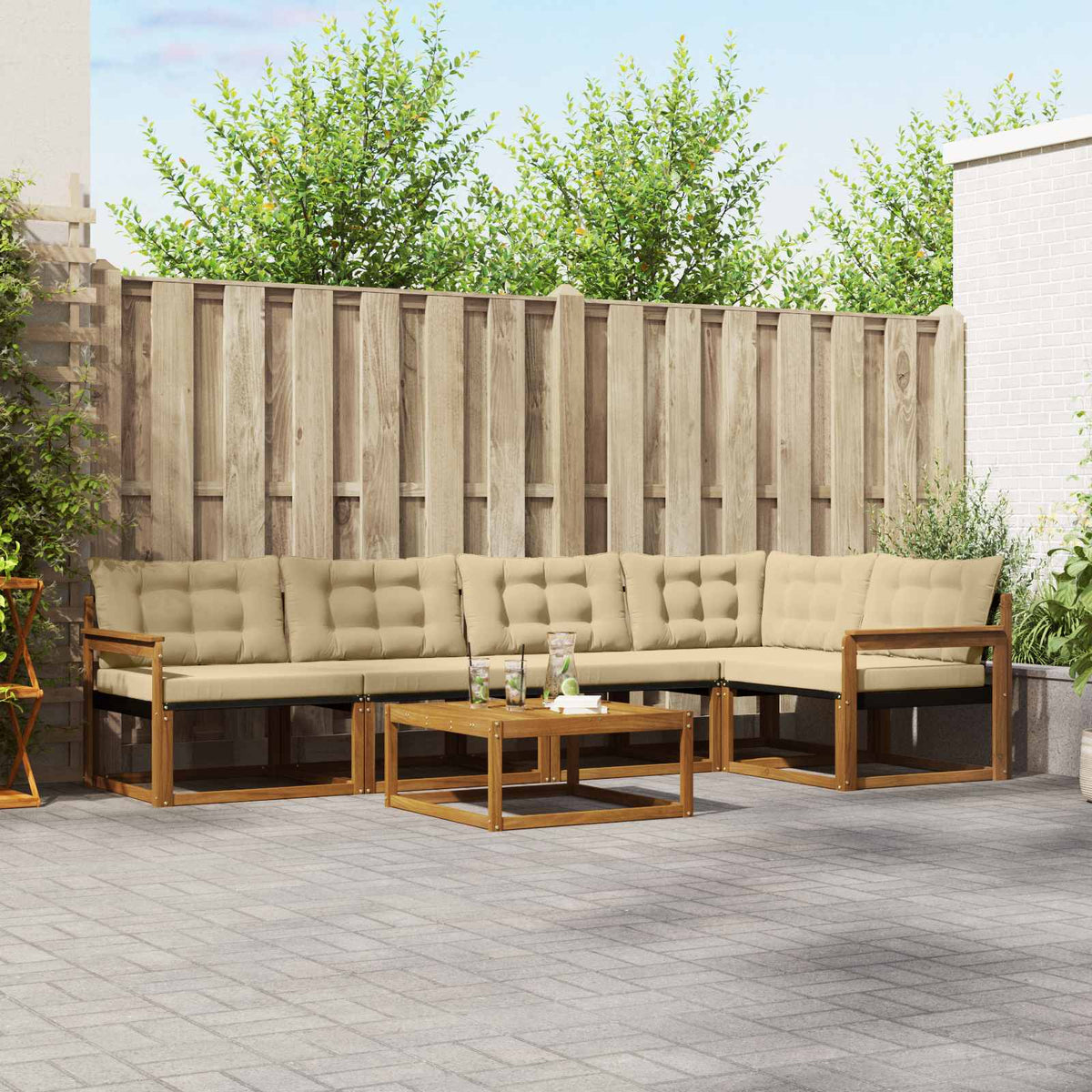 Set vanjskih sofa 6 kom. Prirodna i bež