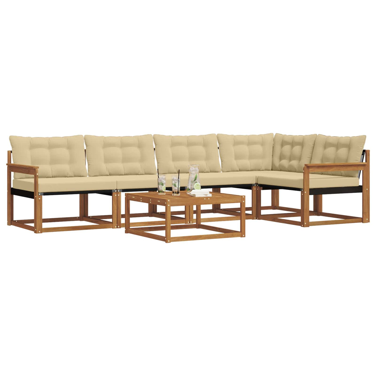 Set vanjskih sofa 6 kom. Prirodna i bež