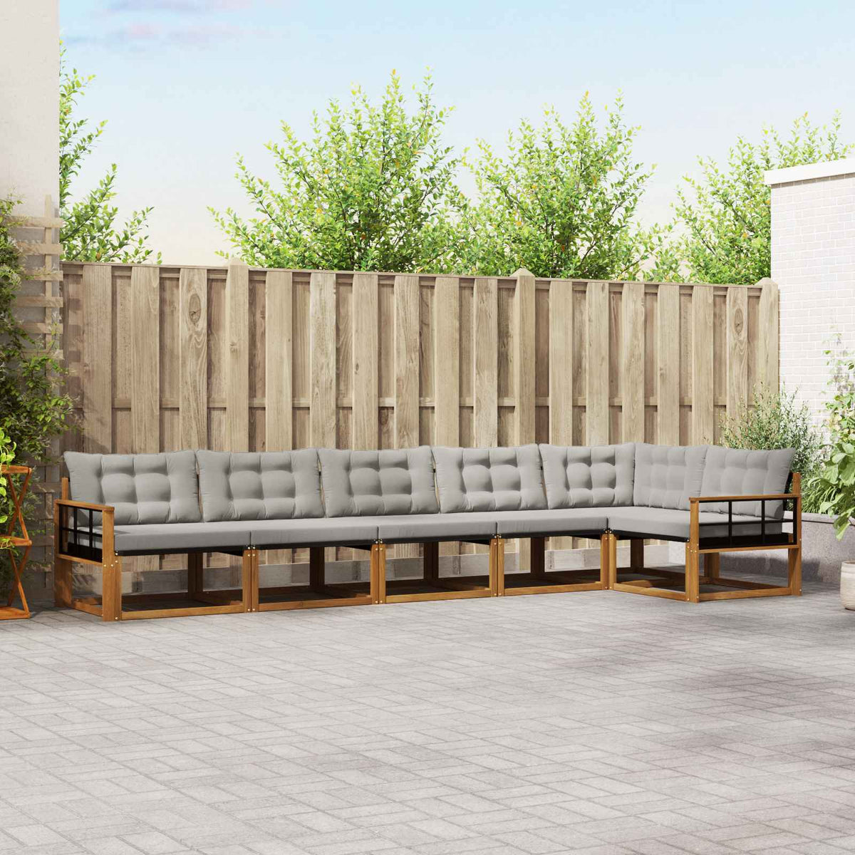 Set vanjskih sofa 6 kom. Prirodna i svijetlo siva