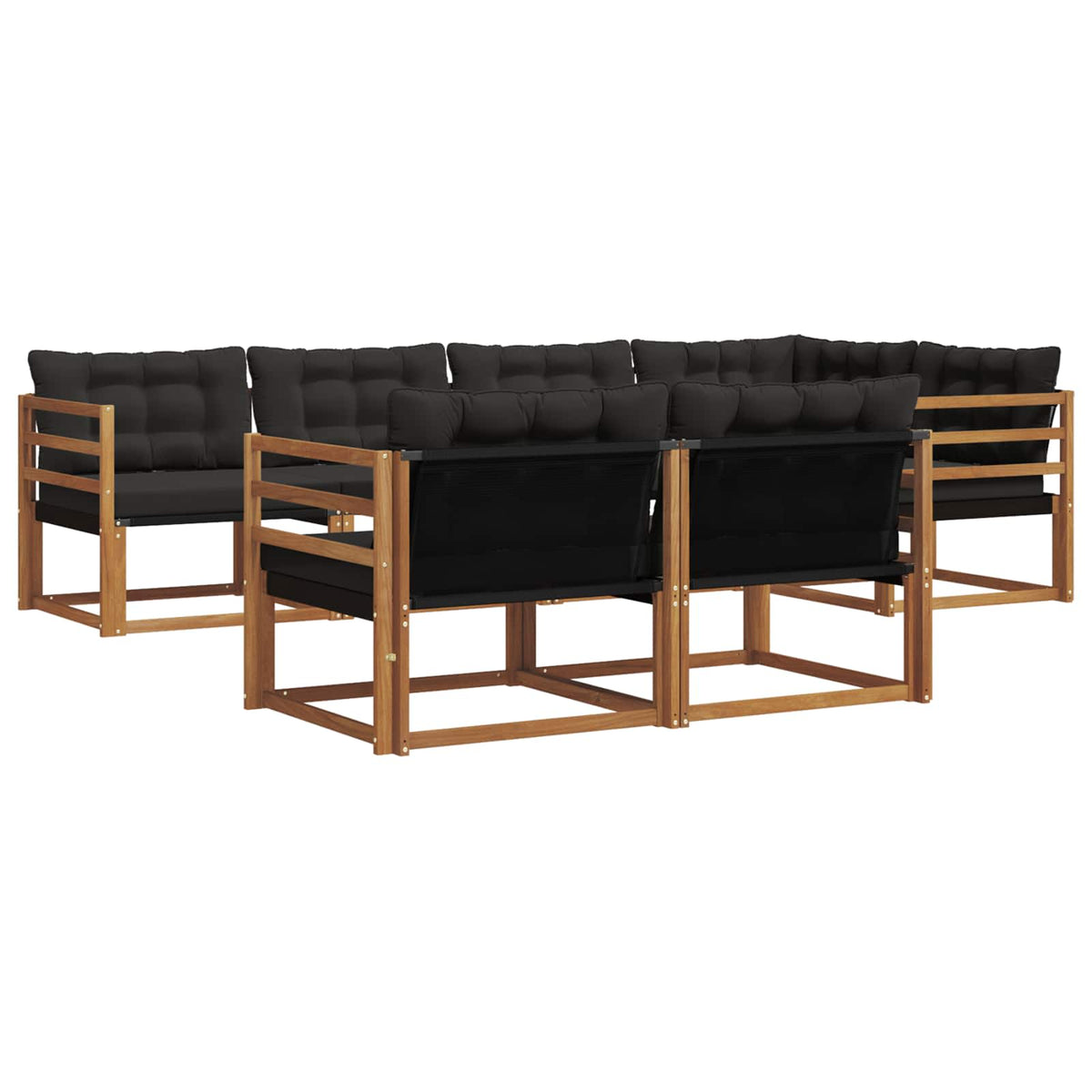 Set vanjskih sofa 7 kom. Prirodna i crna