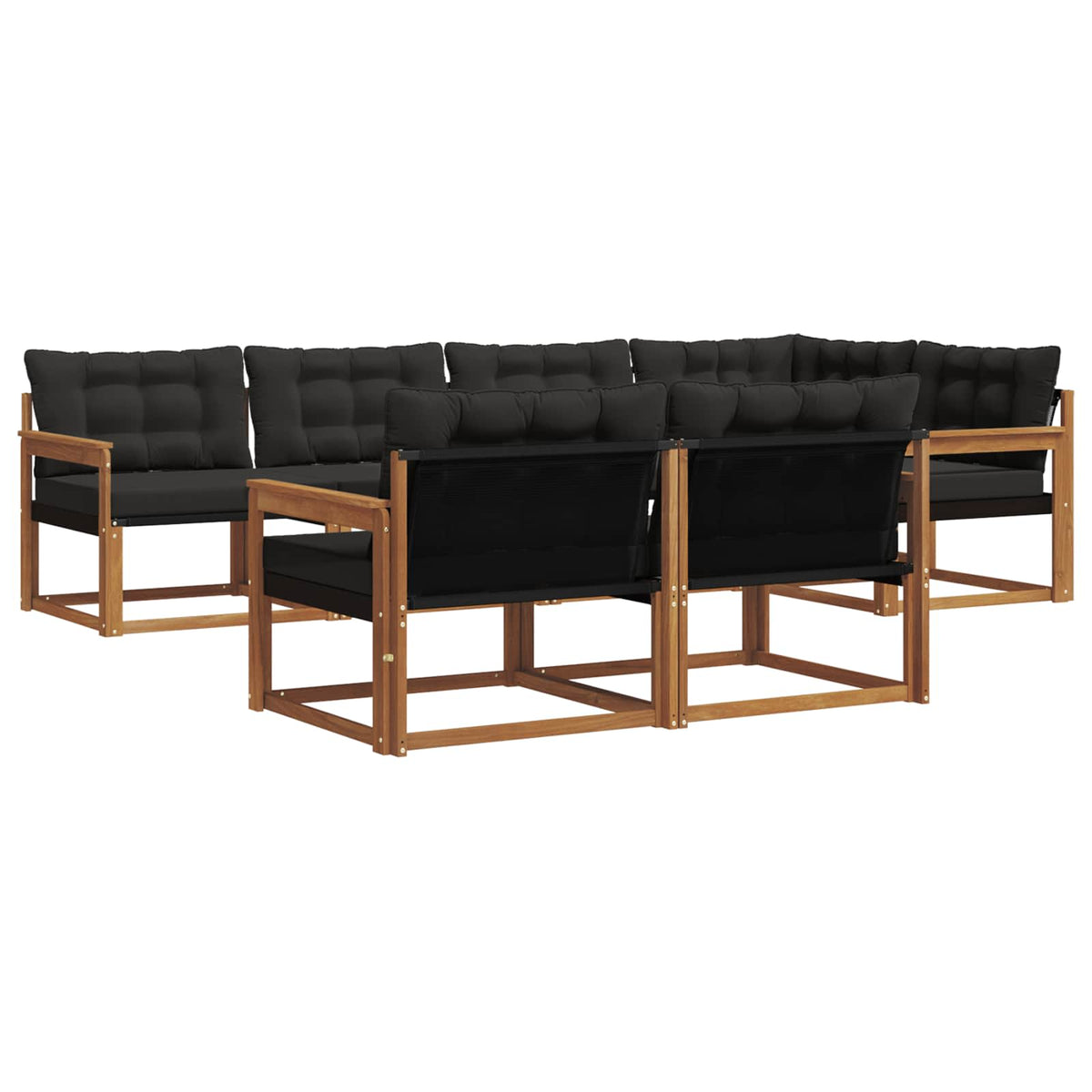 Set vanjskih sofa 7 kom. Prirodna i crna