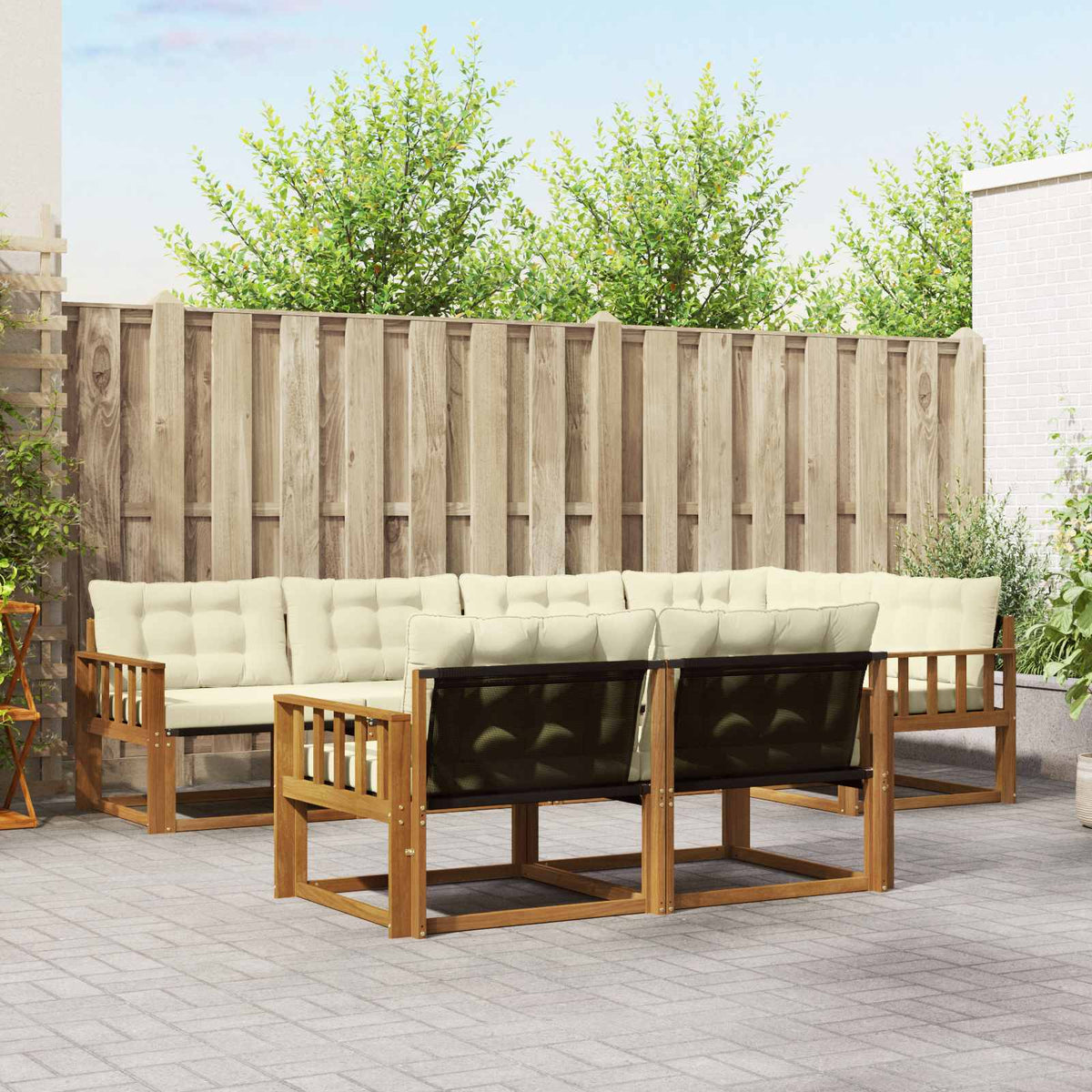 Set vanjskih sofa 7 kom. Prirodna i krem