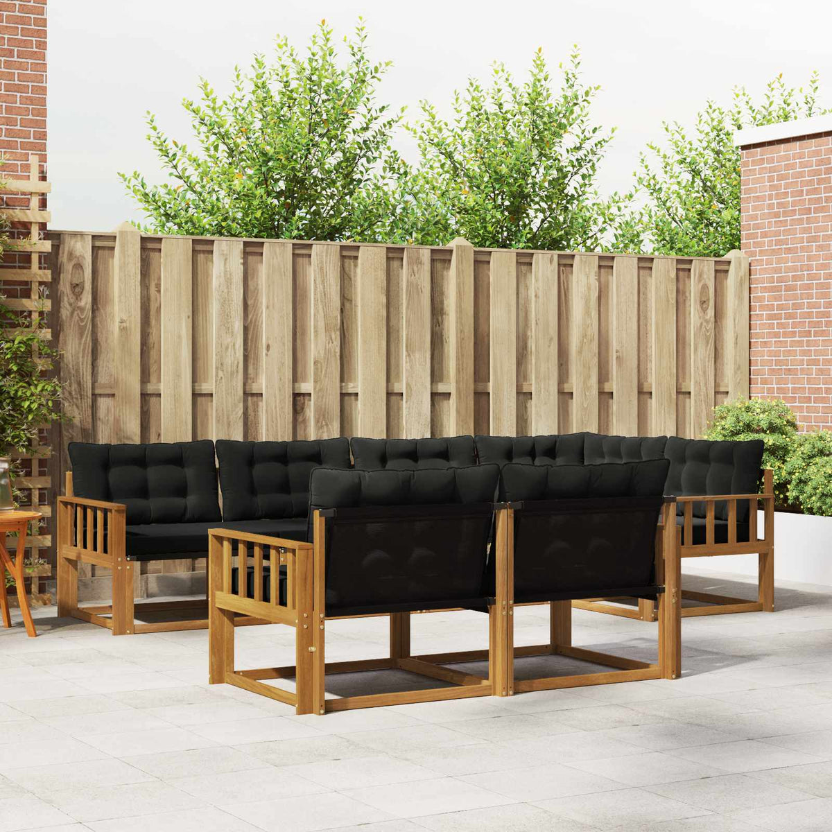 Set vanjskih sofa s jastukom 7 pcs Prirodna i crna