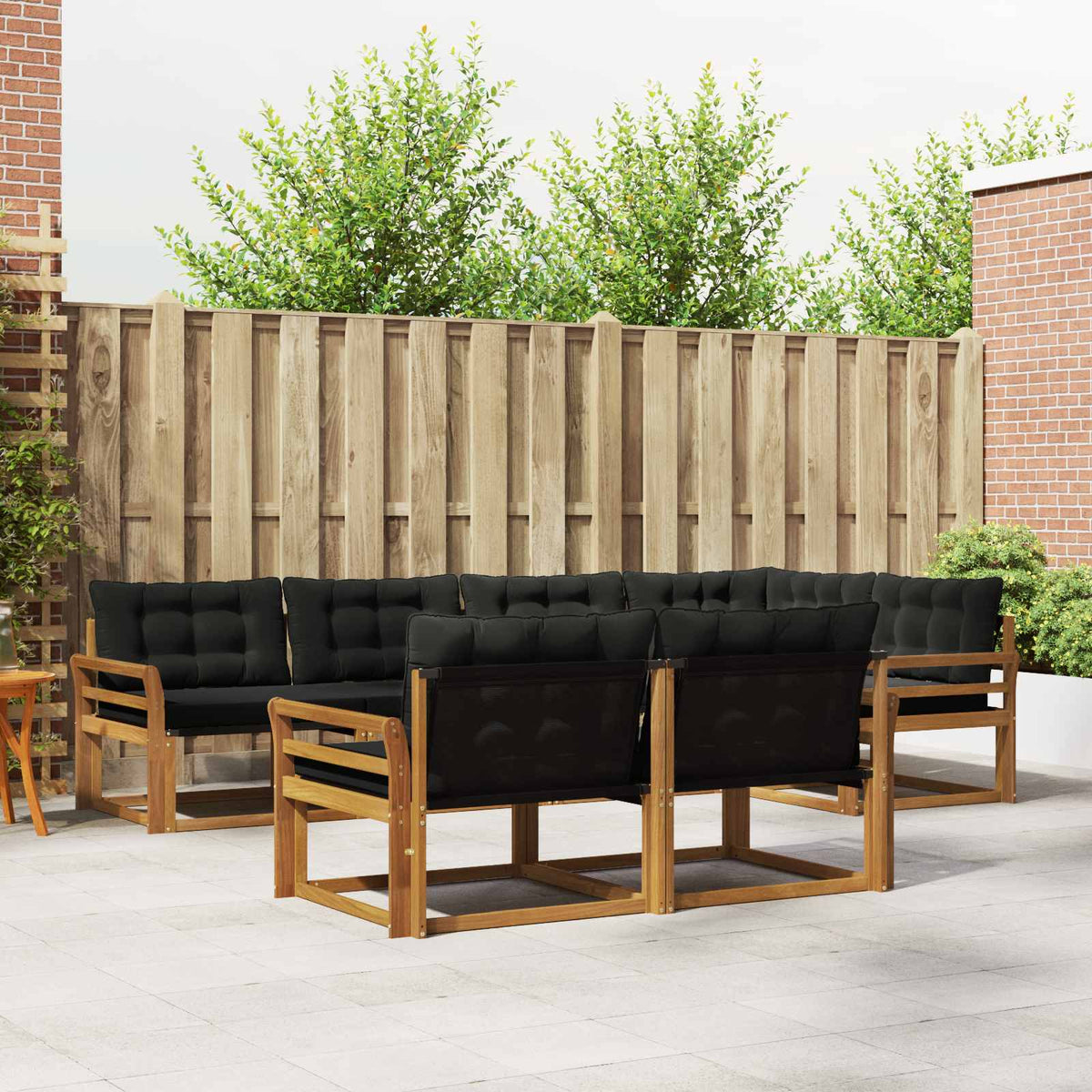 Set vanjskih sofa s jastukom 7 pcs Prirodna i crna