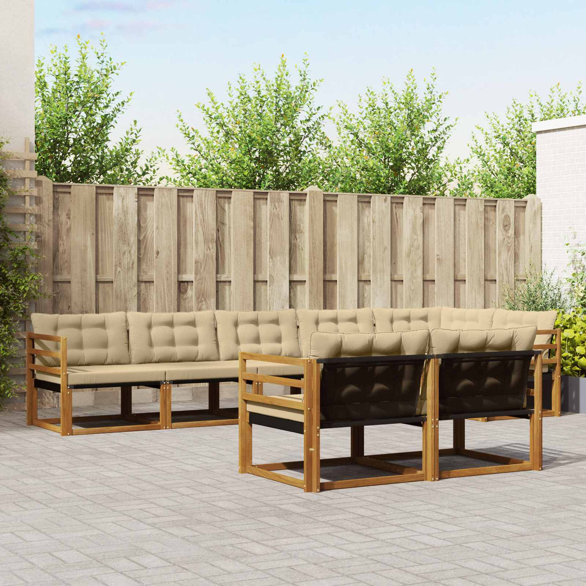 Set vanjskih sofa s jastukom 8 pcs Prirodna i bež