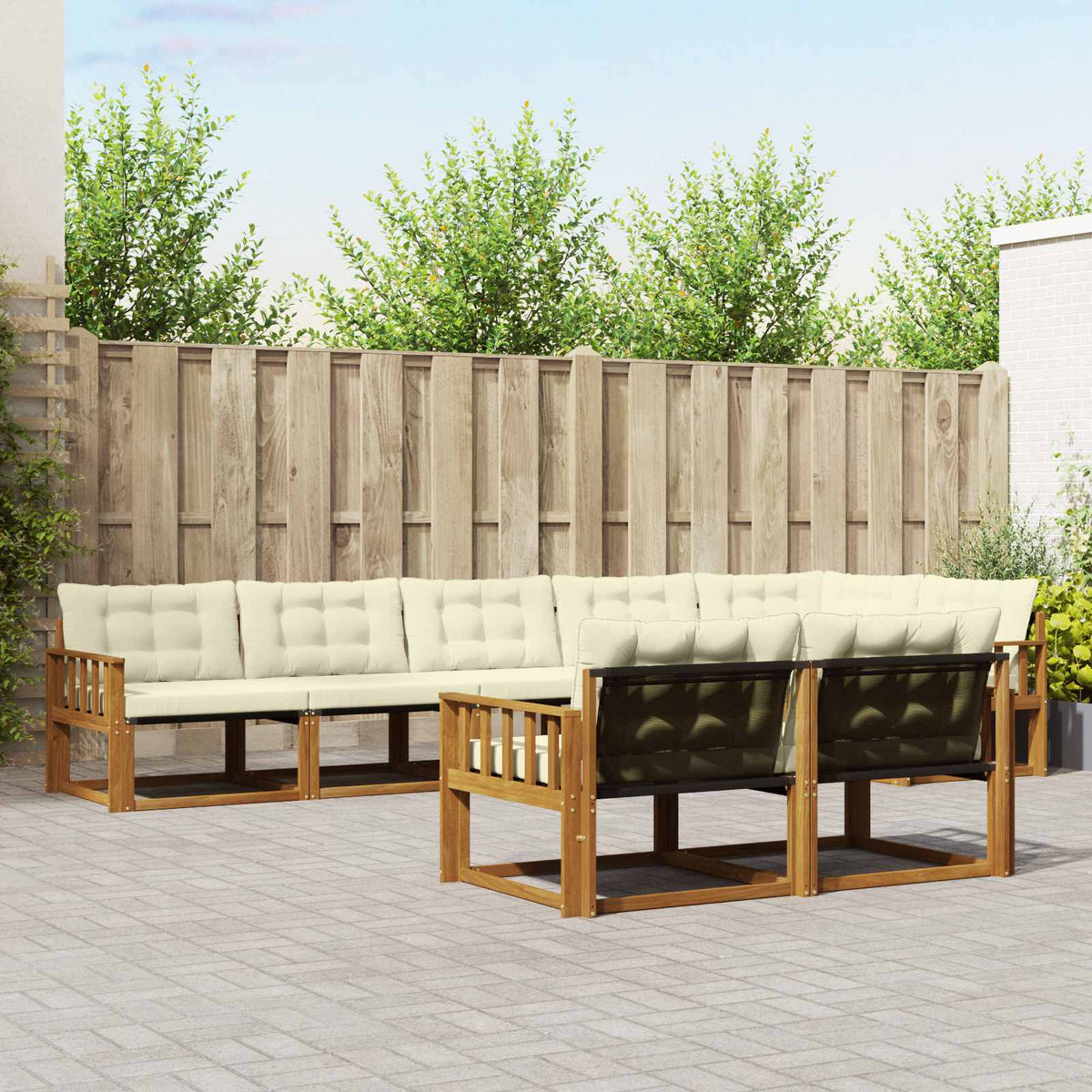 Set vanjskih sofa 8 kom. Prirodna i krem