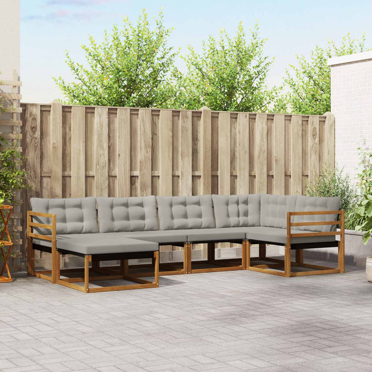 Set vanjskih sofa 6 kom. Prirodna i svijetlo siva