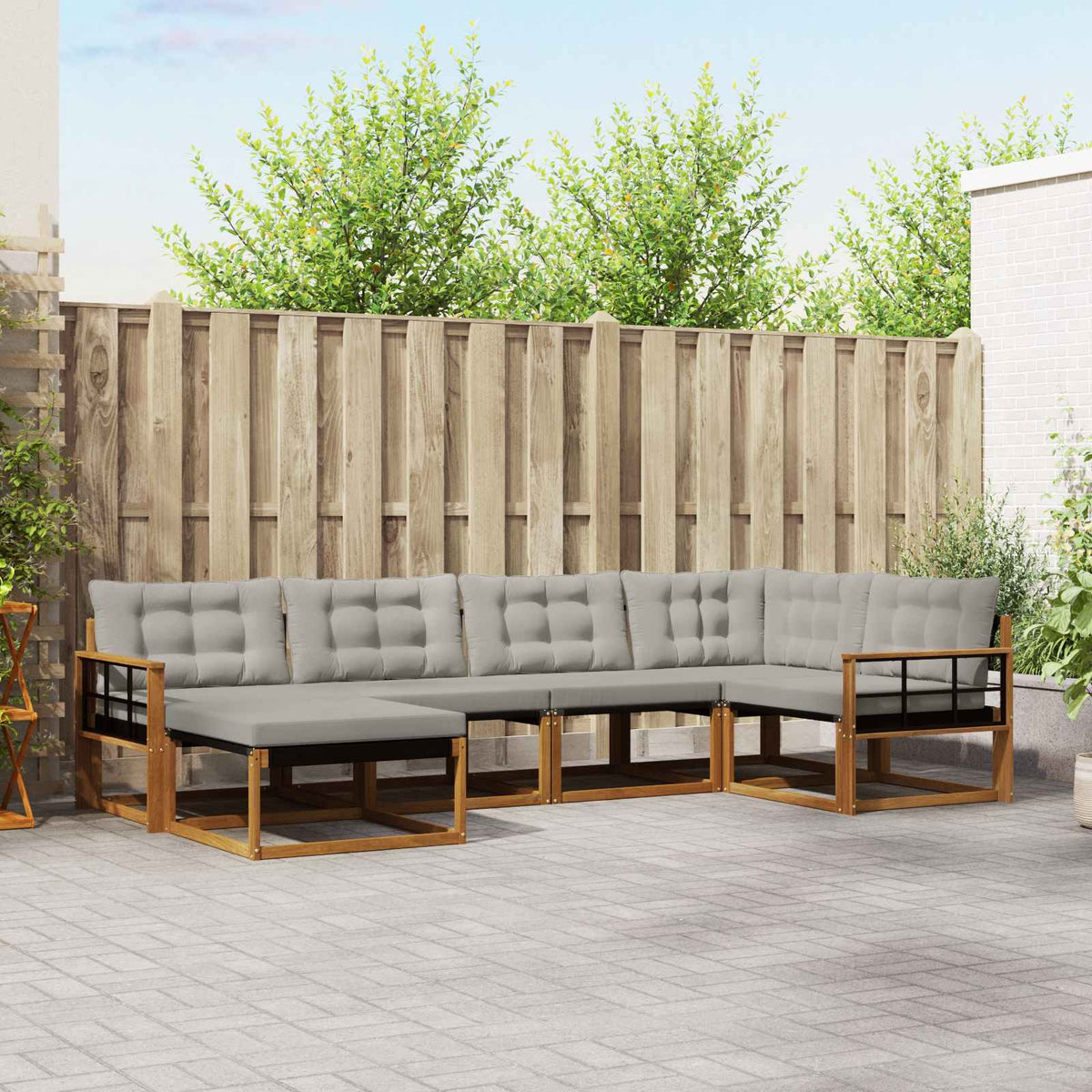Set vanjskih sofa 6 kom. Prirodna i svijetlo siva