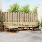 Set vanjskih sofa 6 kom. Prirodna i bež Čvrsto drvo akacije