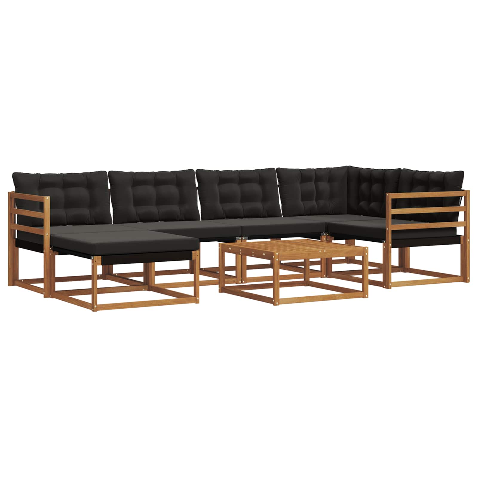 Set vanjskih sofa 19 pcs Prirodna i crna Čvrsto drvo akacije