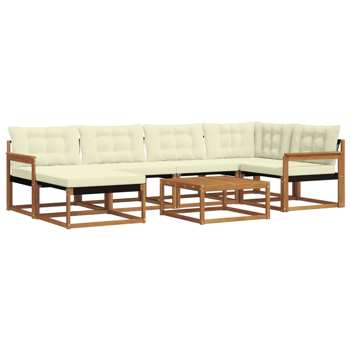 Set vanjskih sofa 19 pcs Prirodna i krem Čvrsto drvo akacije