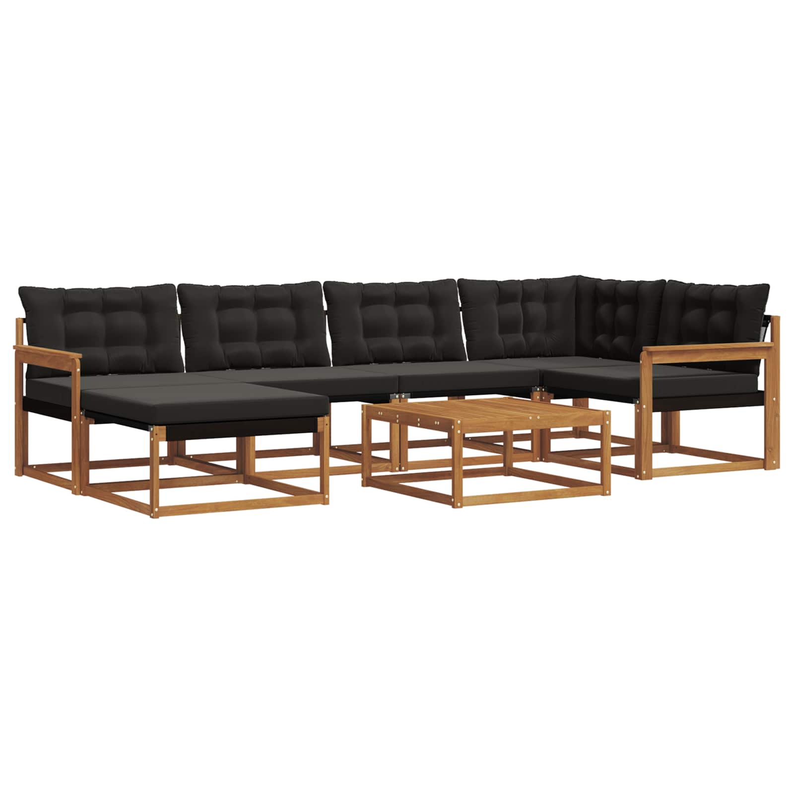 Set vanjskih sofa 19 pcs Prirodna i crna Čvrsto drvo akacije