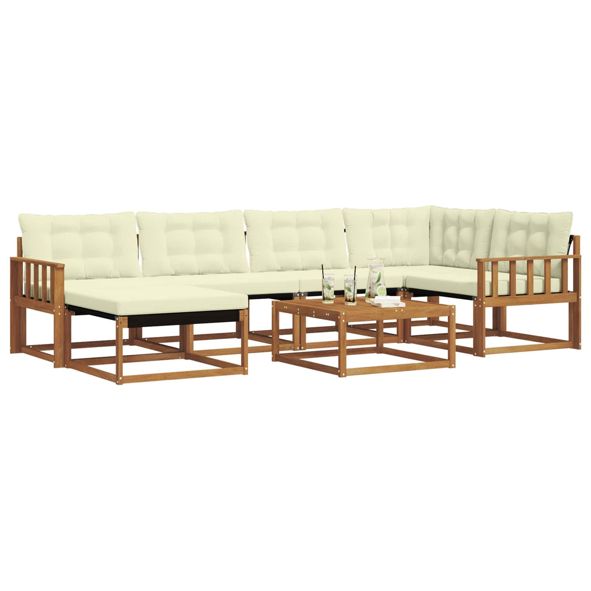 Set vanjskih sofa 19 pcs Prirodna i krem Čvrsto drvo akacije