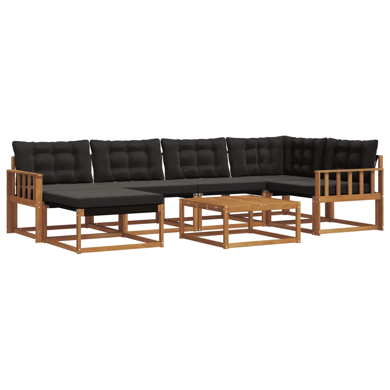 Set vanjskih sofa 19 pcs Prirodna i crna Čvrsto drvo akacije