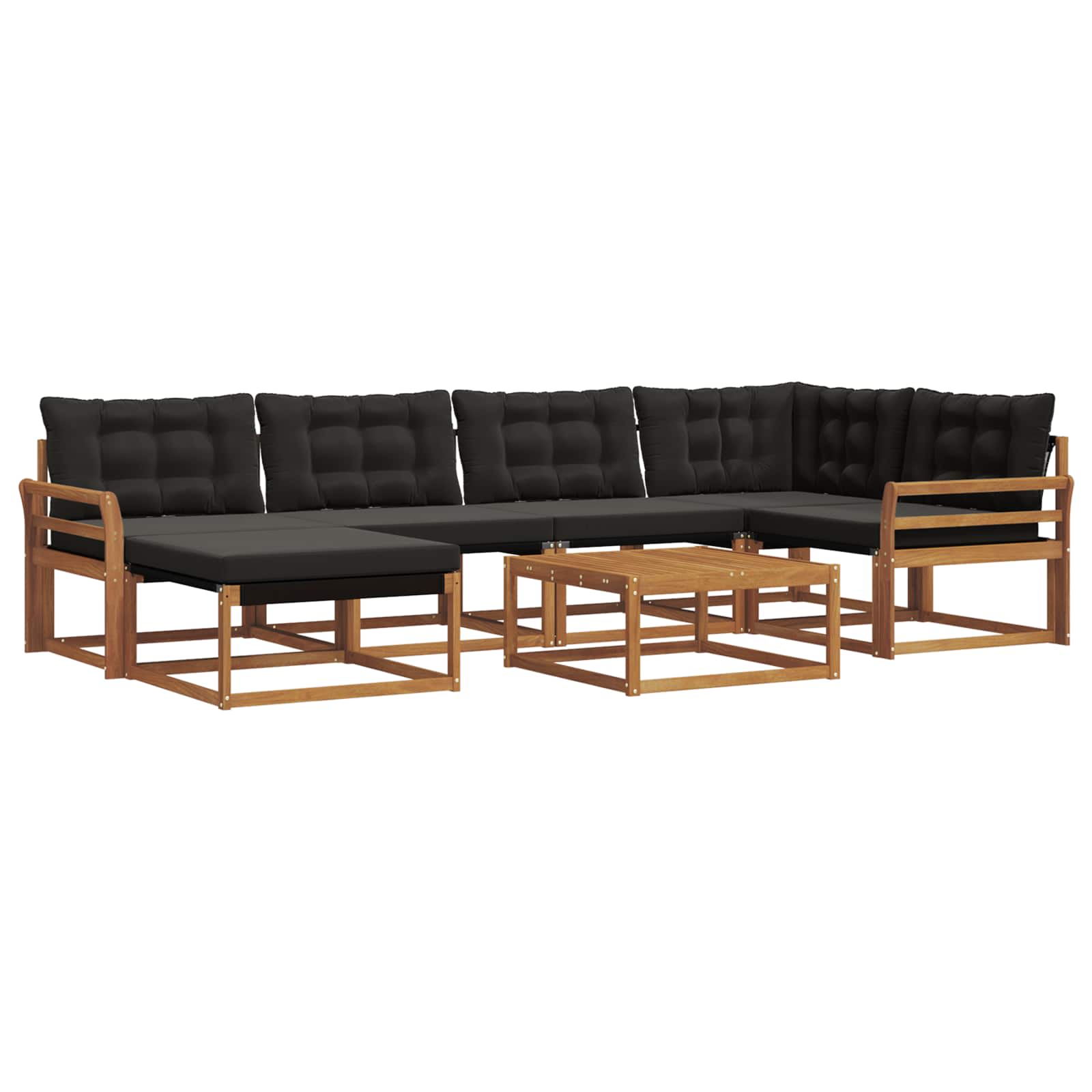 Set vanjskih sofa 19 pcs Prirodna i crna Čvrsto drvo akacije