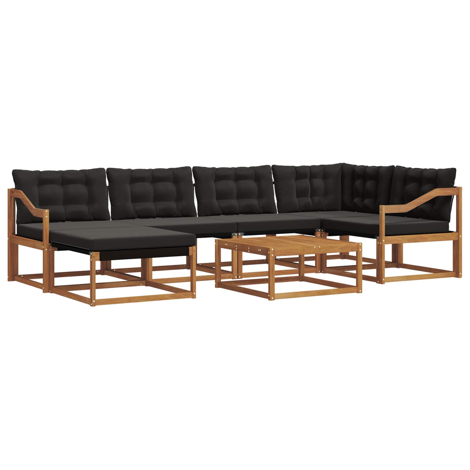 Set vanjskih sofa 19 pcs Prirodna i crna Čvrsto drvo akacije