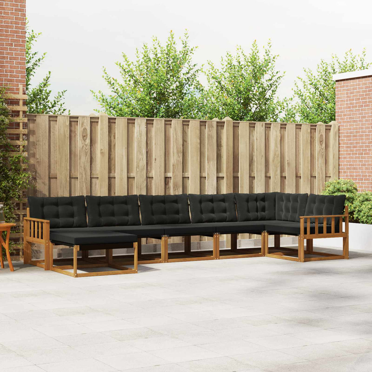Set vanjskih sofa s jastukom 7 pcs Prirodna i crna