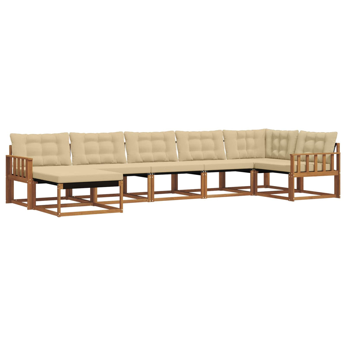 Set vanjskih sofa 7 kom. Prirodna i bež Čvrsto drvo akacije